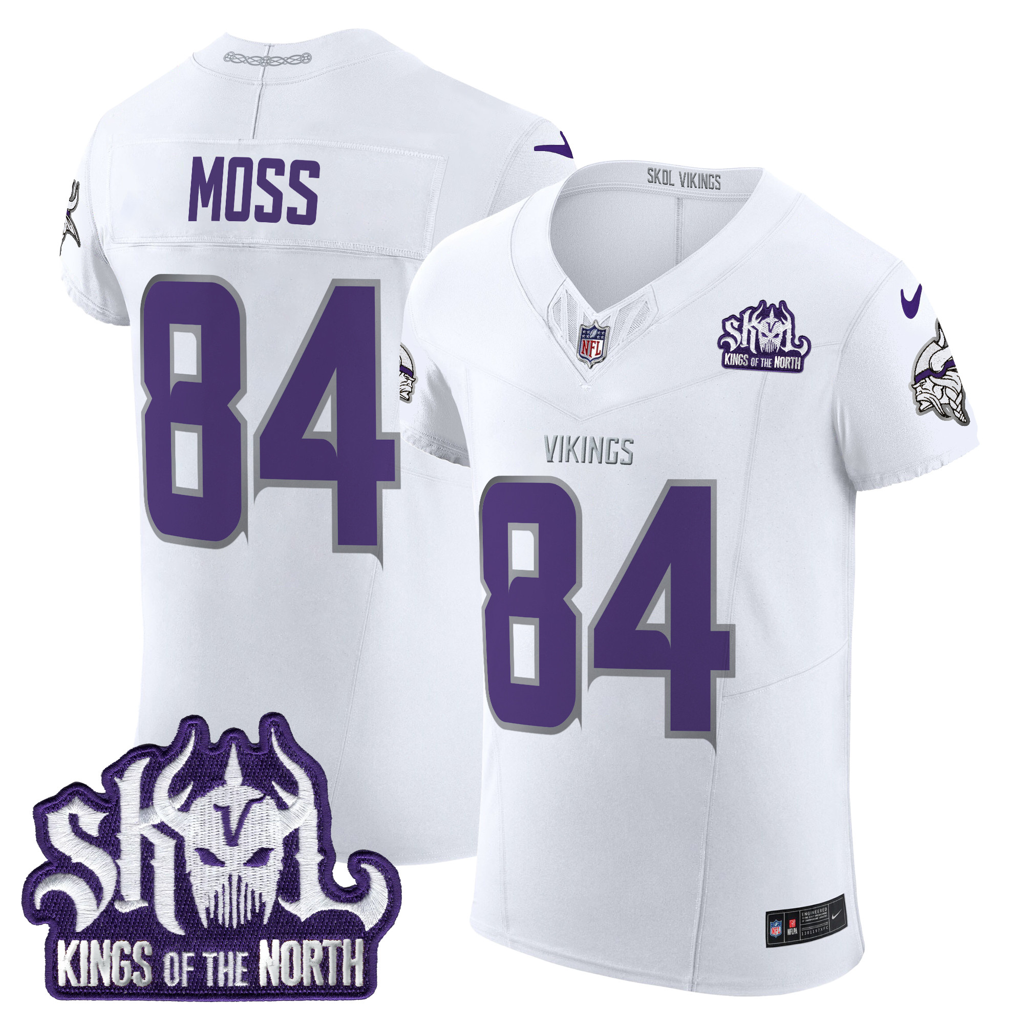 Randy Moss Men's Minnesota Vikings 2024 Winter Warrior Skol Patch Vapor Elite White Limited Jersey - All Stitched