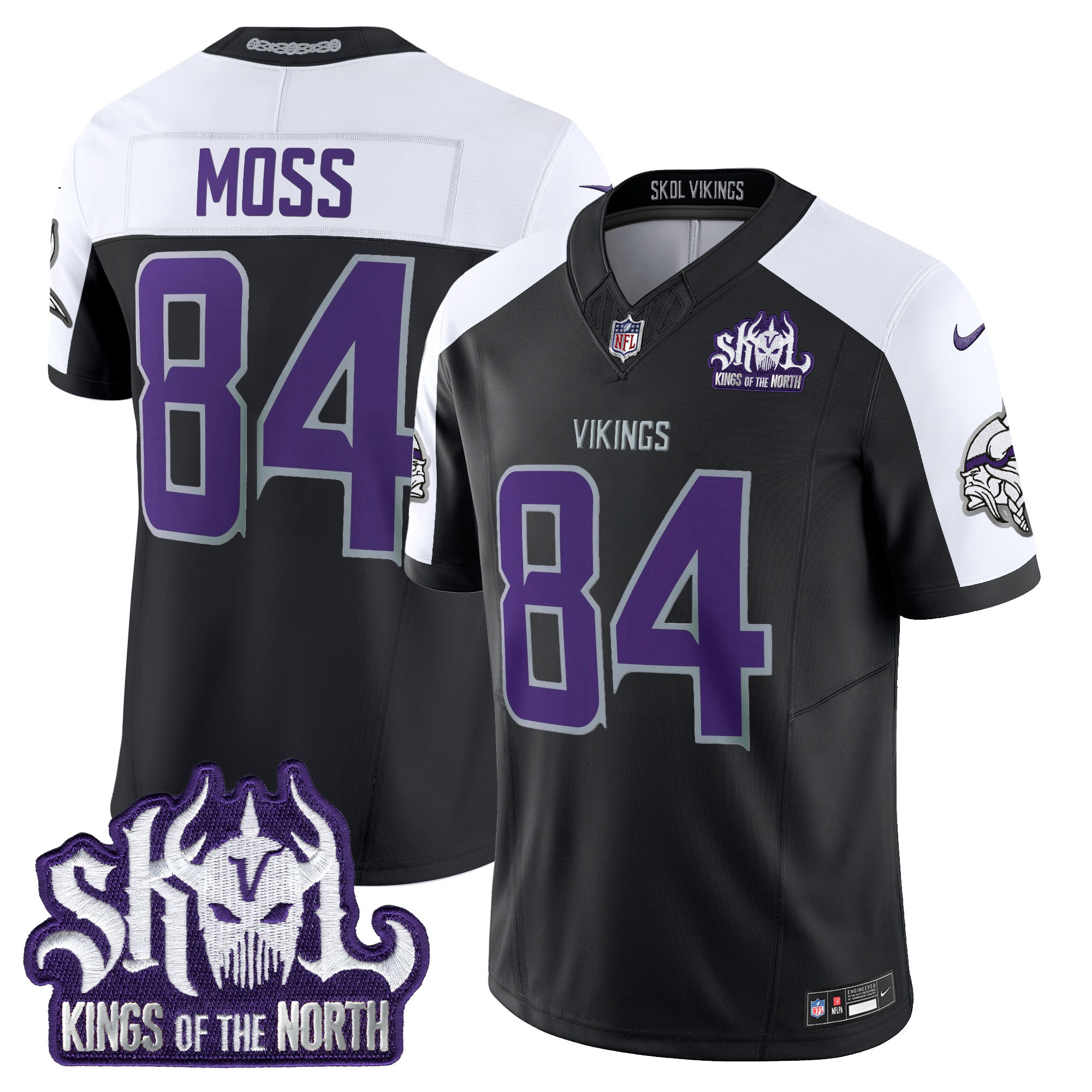 Randy Moss Men's Minnesota Vikings 2024 Winter Warrior Skol Patch Vapor Limited Black Alternate Jersey - All Stitched