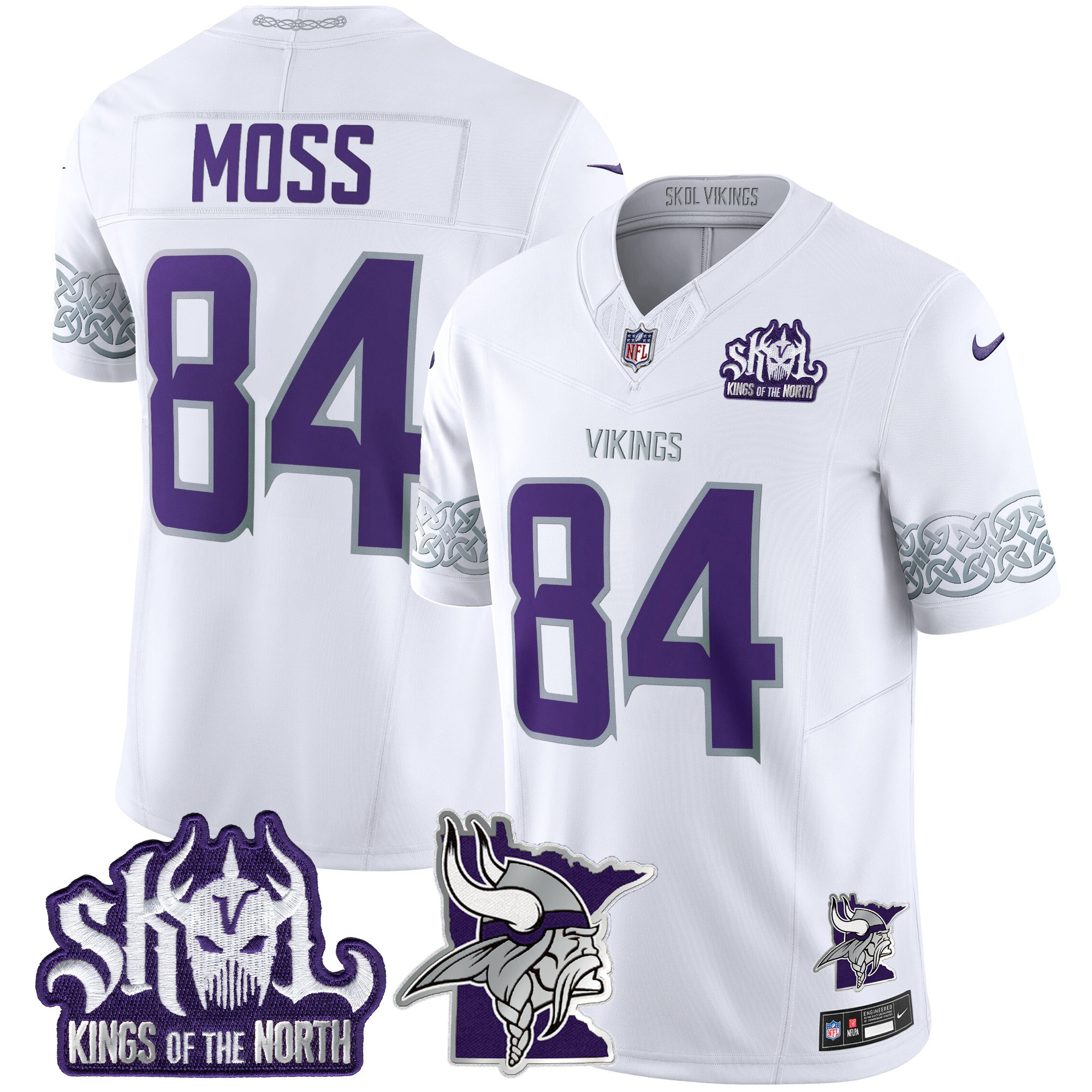 Randy Moss Men's Minnesota Vikings 2024 Winter Warrior Skol Patch Vapor Limited White Jersey - All Stitched
