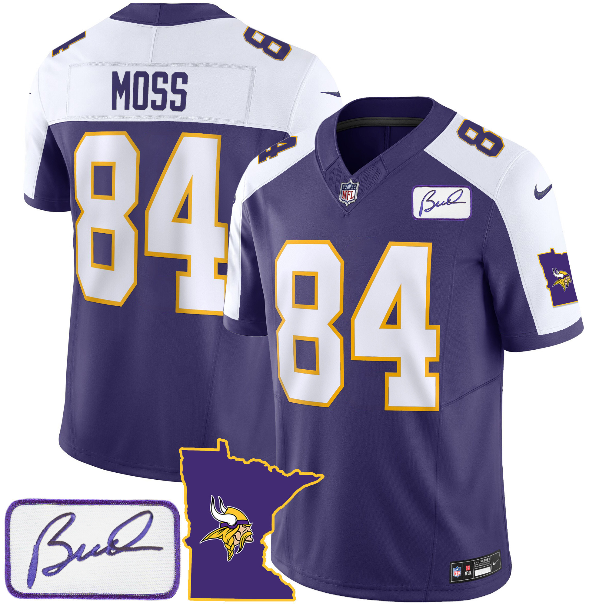 Randy Moss Men's Minnesota Vikings Bud Grant Patch Classic Limited Alternate Jersey - All Stitched
