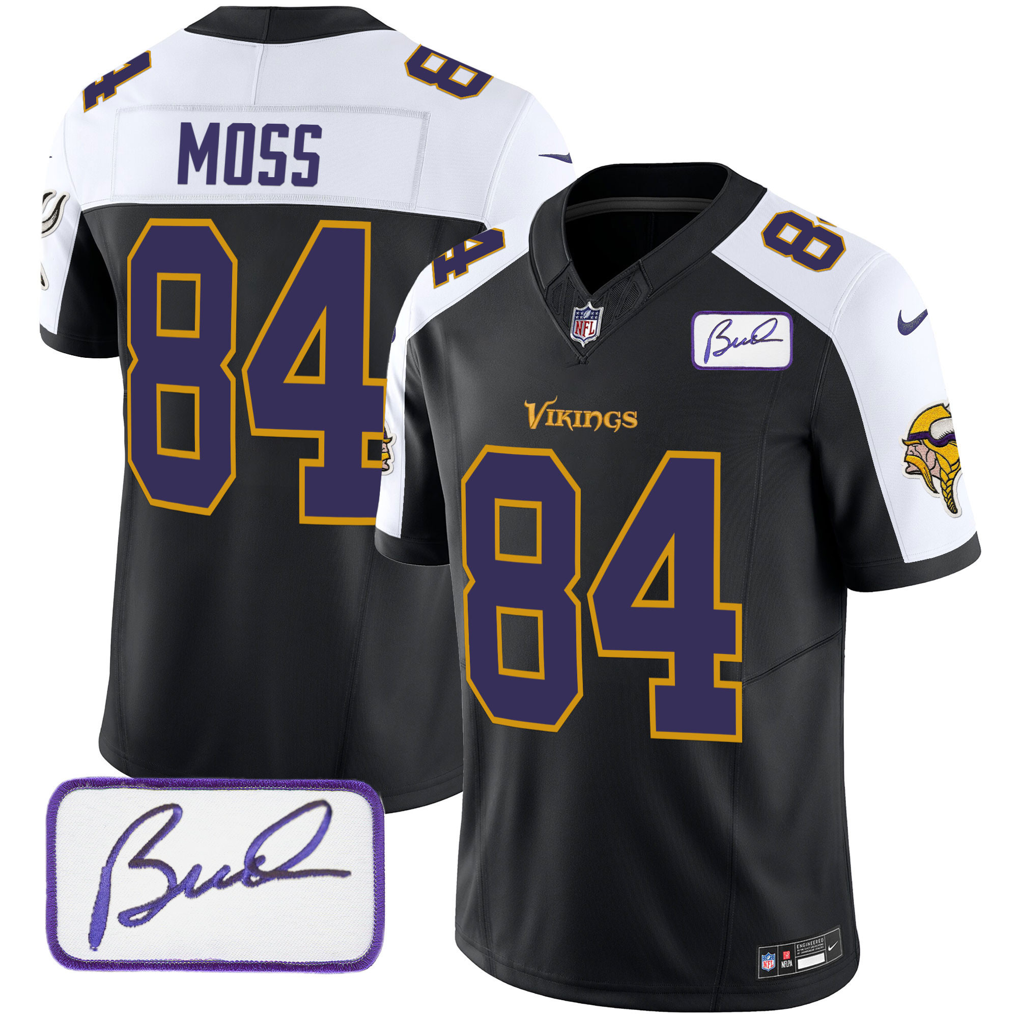 Randy Moss Men's Minnesota Vikings Bud Grant Patch Classic Limited Black Alternate Jersey - All Stitched