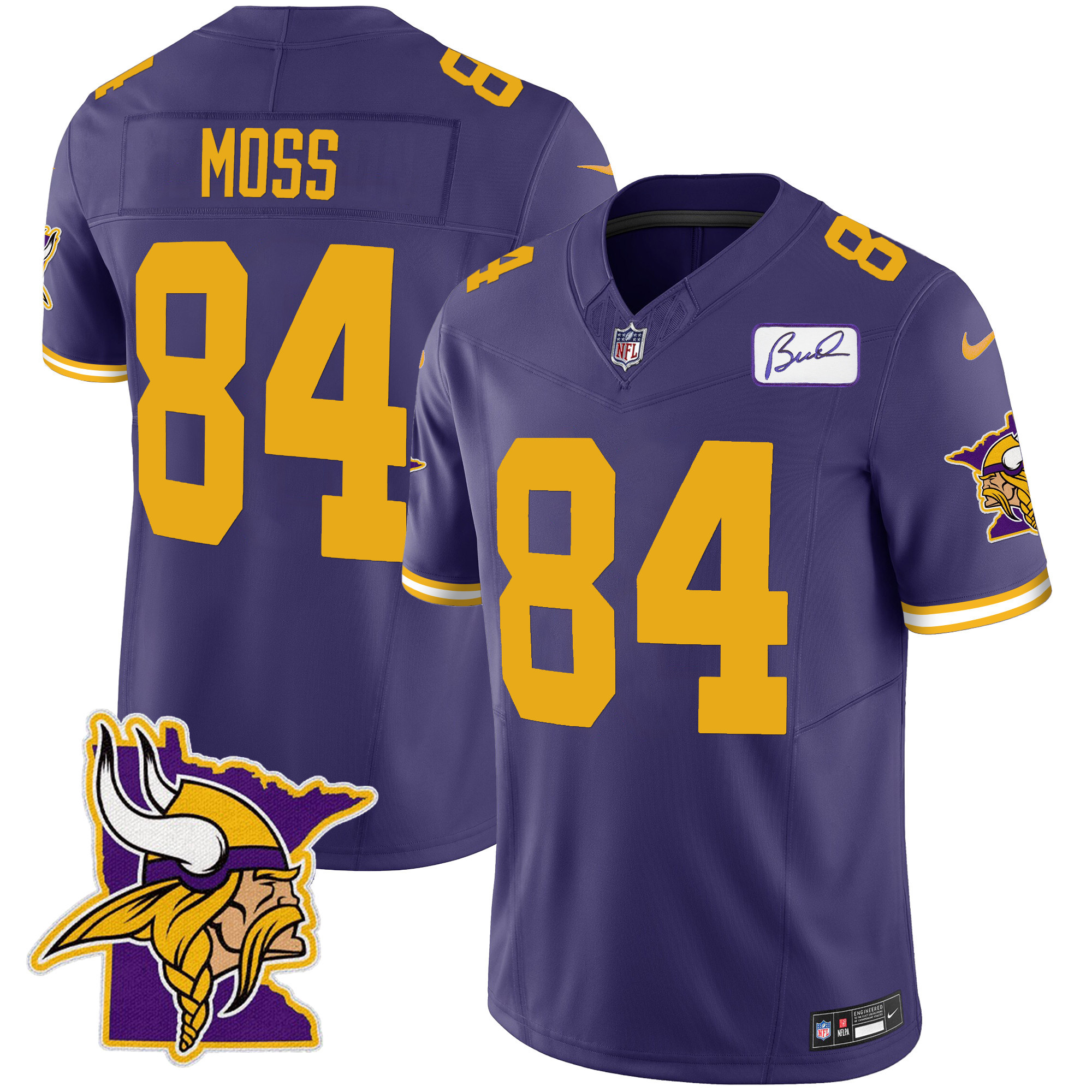 Randy Moss Men's Minnesota Vikings Bud Grant Patch Classic Limited Color Rush Jersey - All Stitched