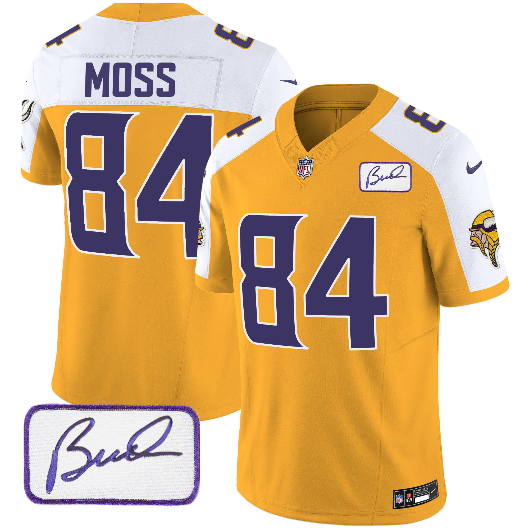 Randy Moss Men's Minnesota Vikings Bud Grant Patch Classic Limited Gold Alternate Jersey - All Stitched