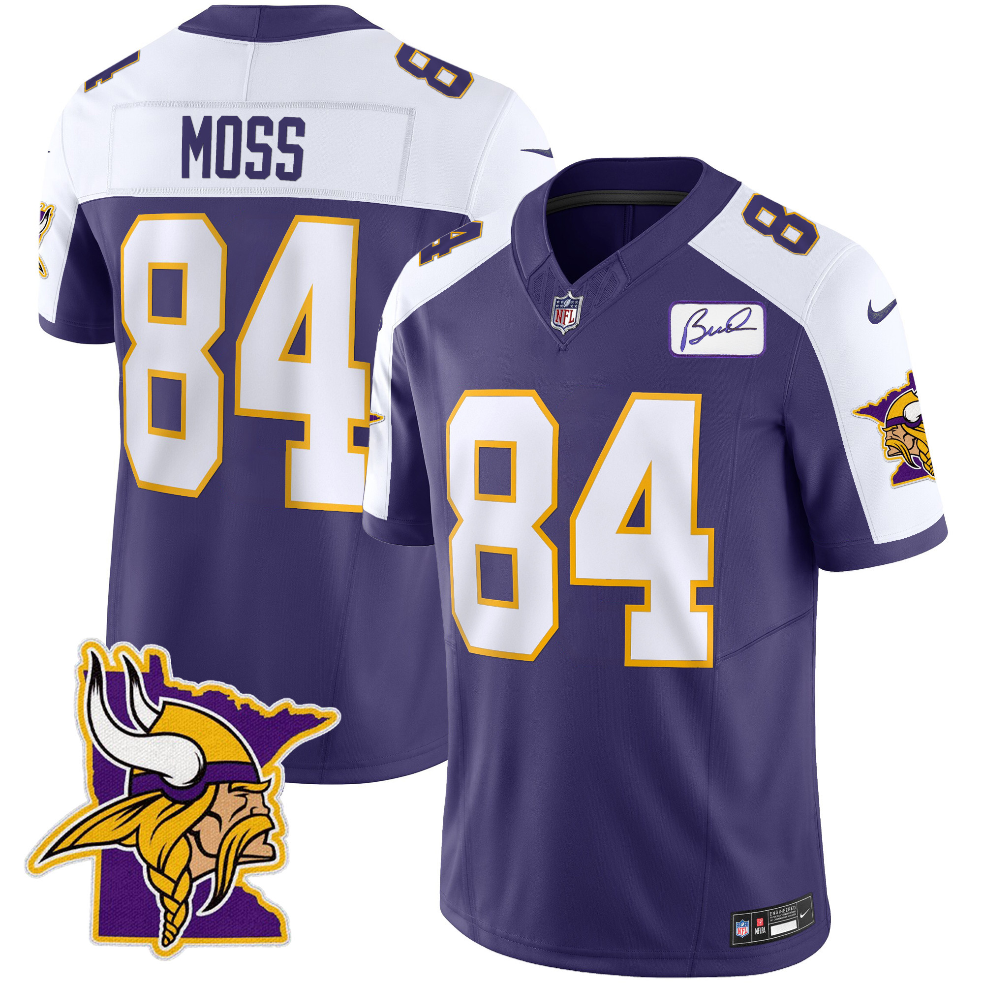 Randy Moss Men's Minnesota Vikings Bud Grant Patch Classic Limited Purple Alternate Jersey - All Stitched
