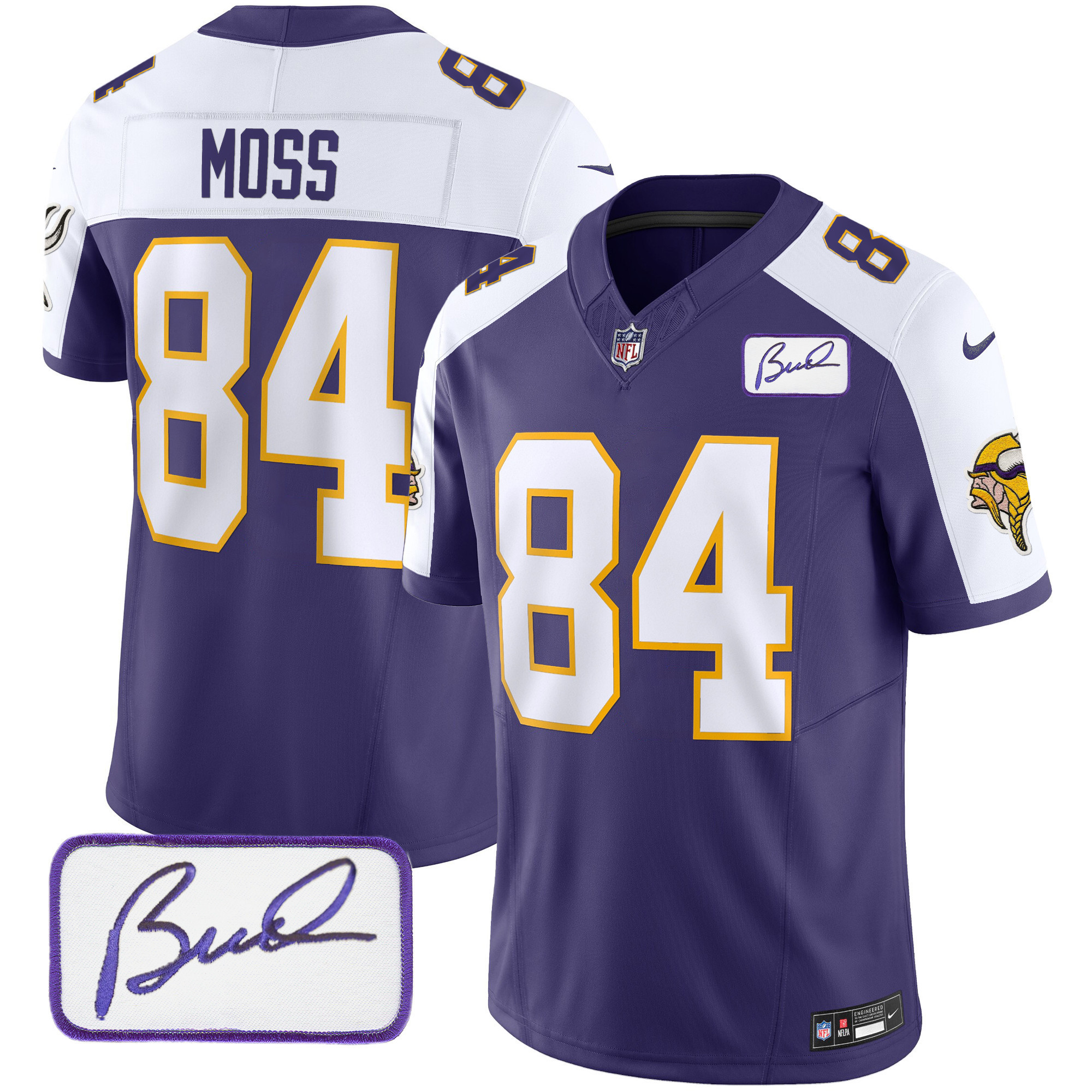 Randy Moss Men's Minnesota Vikings Bud Grant Patch Classic Limited Purple Alternate Jersey - All Stitched