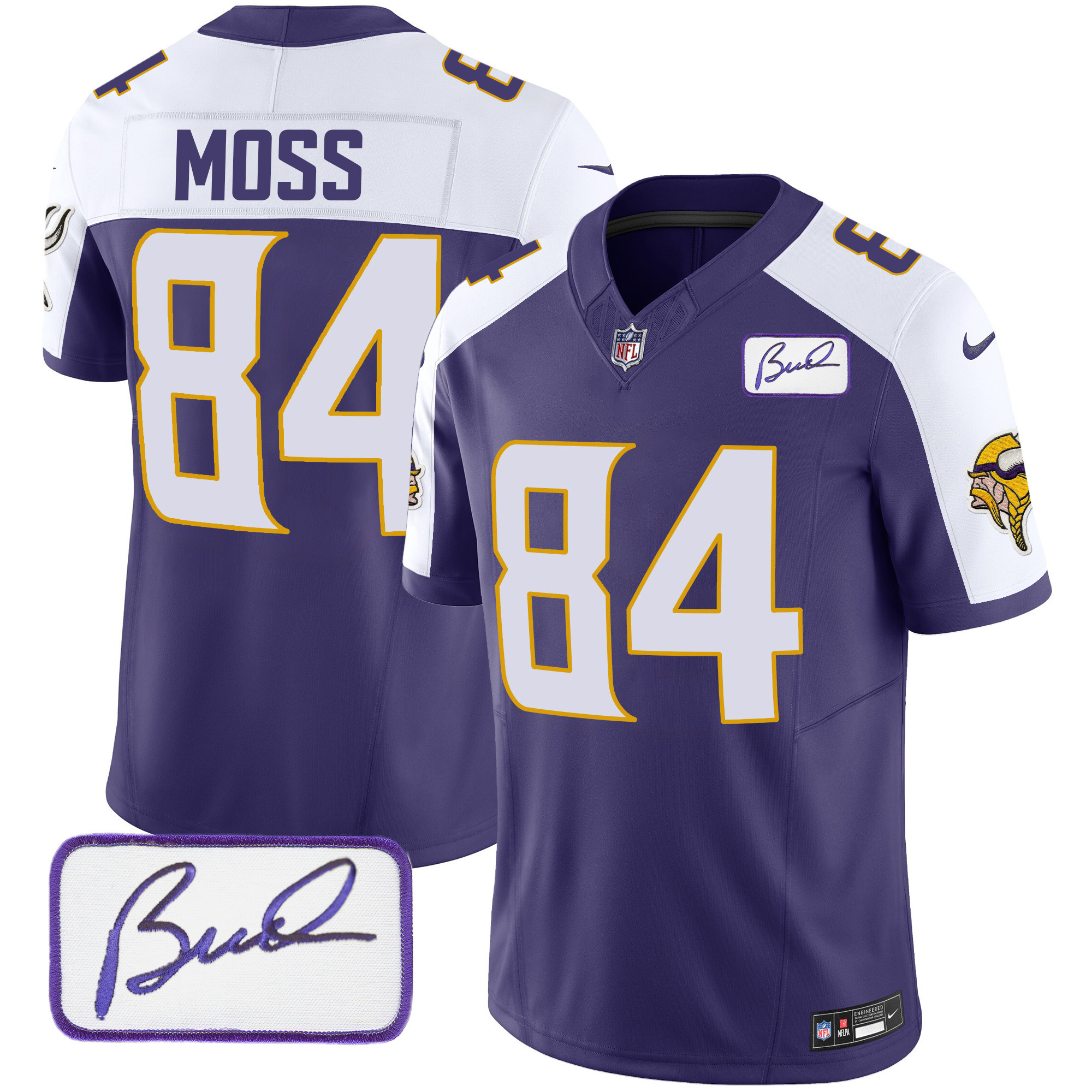 Randy Moss Men's Minnesota Vikings Bud Grant Patch Classic Limited Purple Alternate Jersey - All Stitched