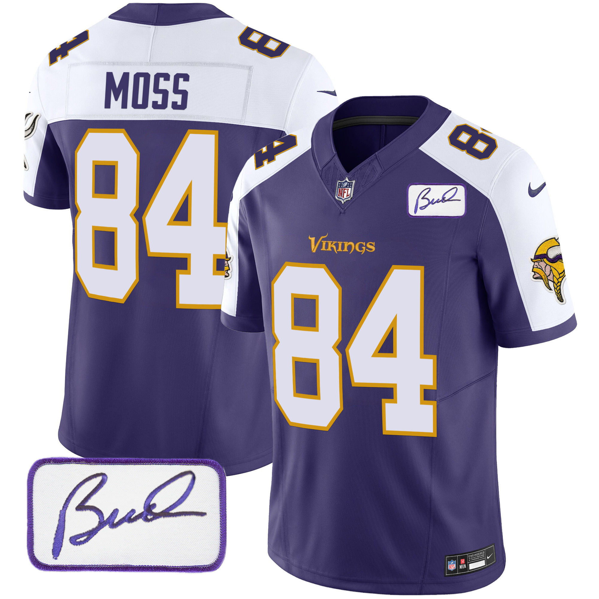 Randy Moss Men's Minnesota Vikings Bud Grant Patch Classic Limited Purple Alternate Jersey - All Stitched