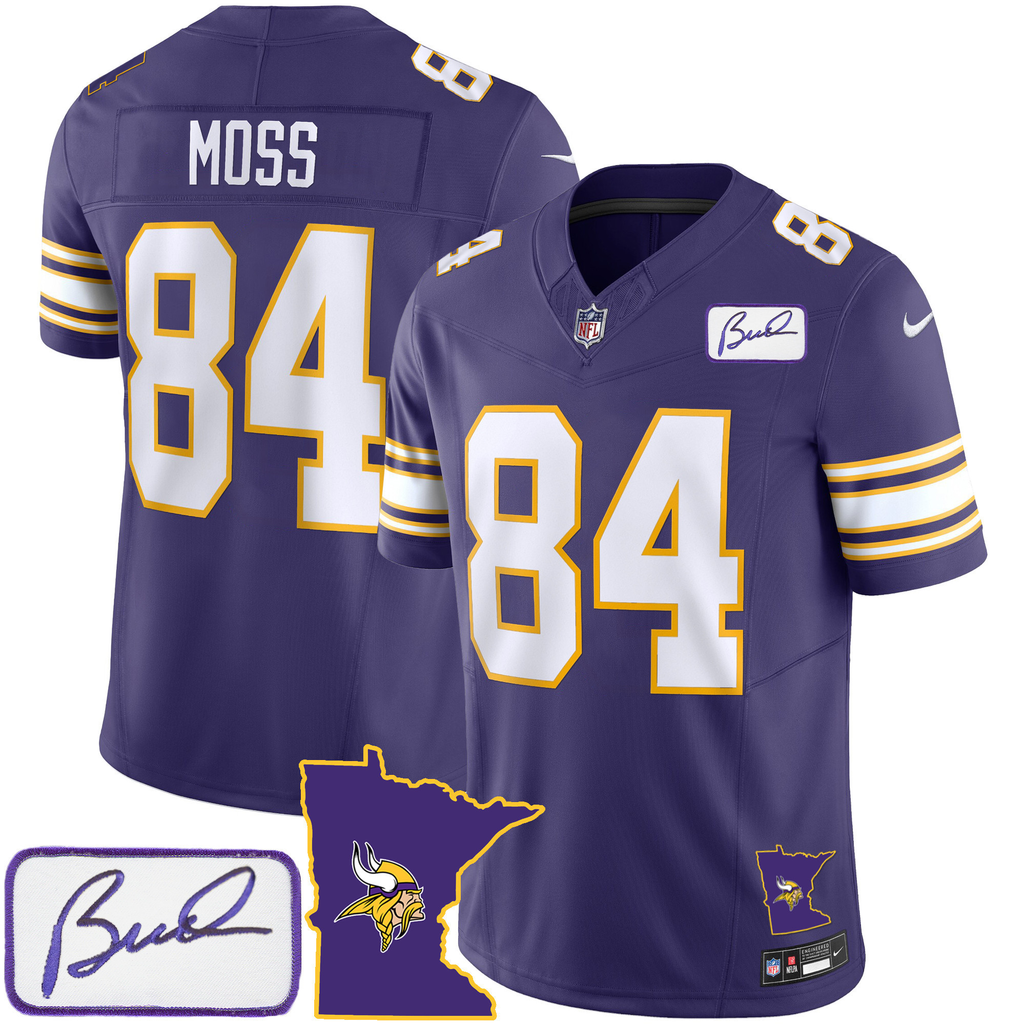 Randy Moss Men's Minnesota Vikings Bud Grant Patch Classic Limited Purple Jersey - All Stitched