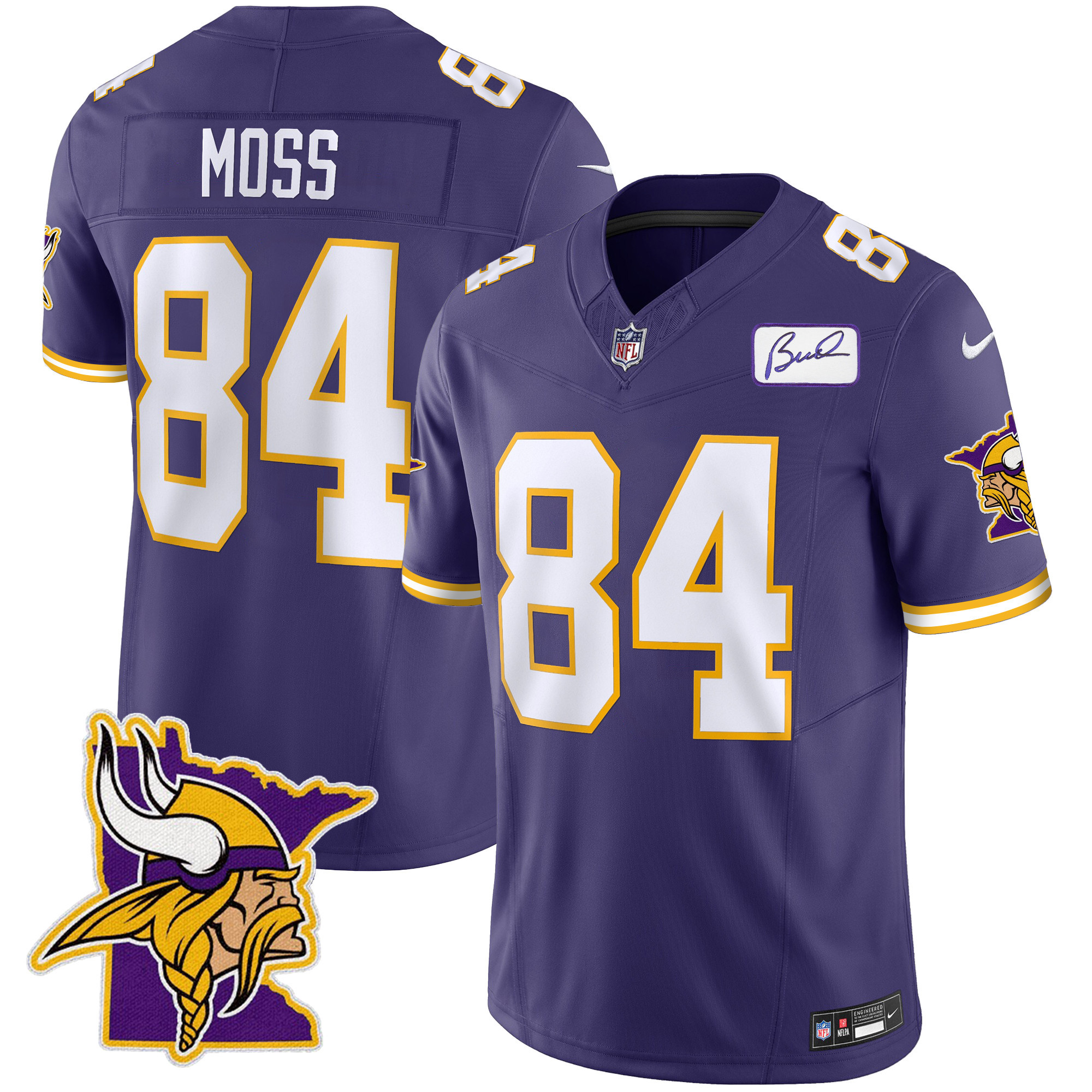 Randy Moss Men's Minnesota Vikings Bud Grant Patch Classic Limited Purple Jersey - All Stitched
