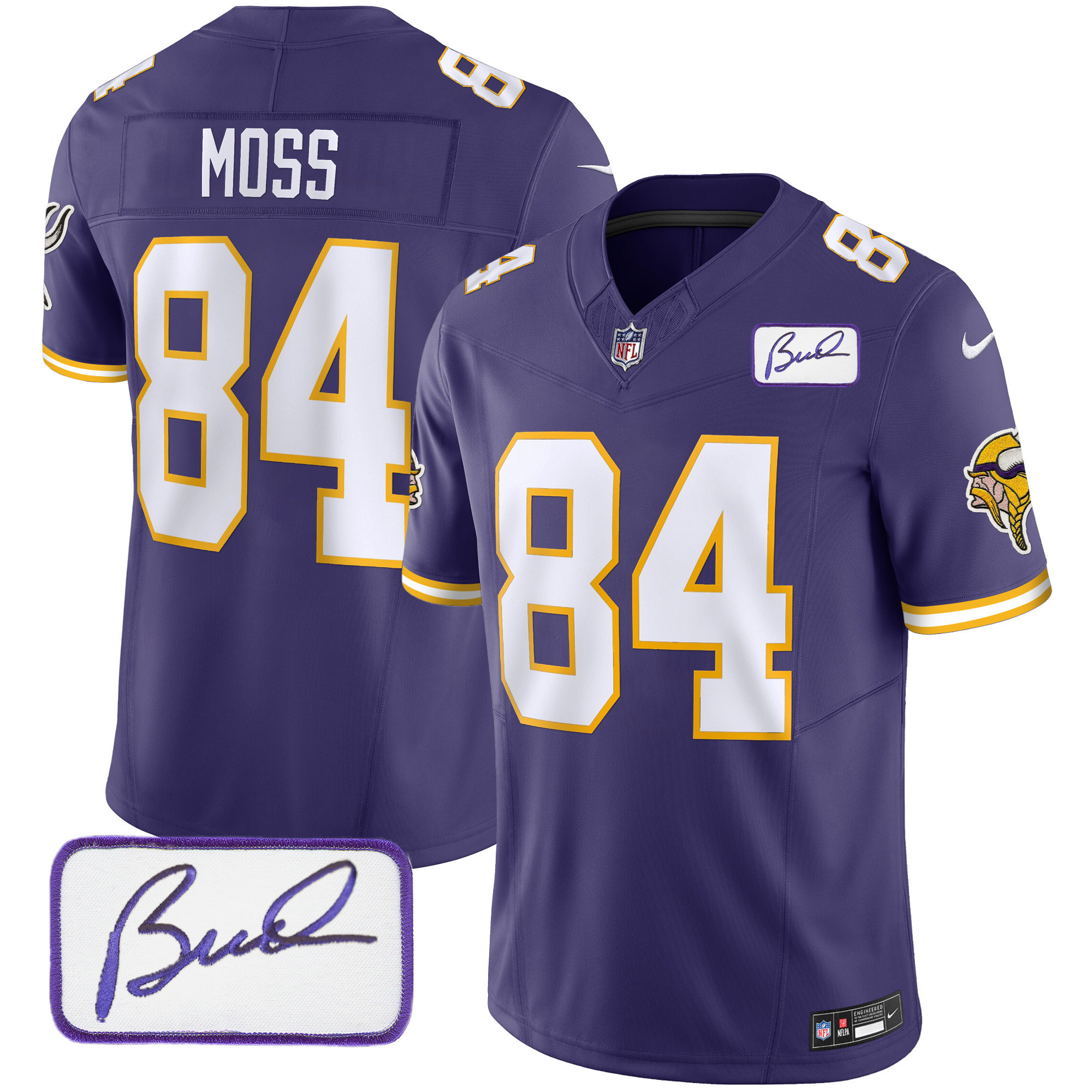 Randy Moss Men's Minnesota Vikings Bud Grant Patch Classic Limited Purple Jersey - All Stitched