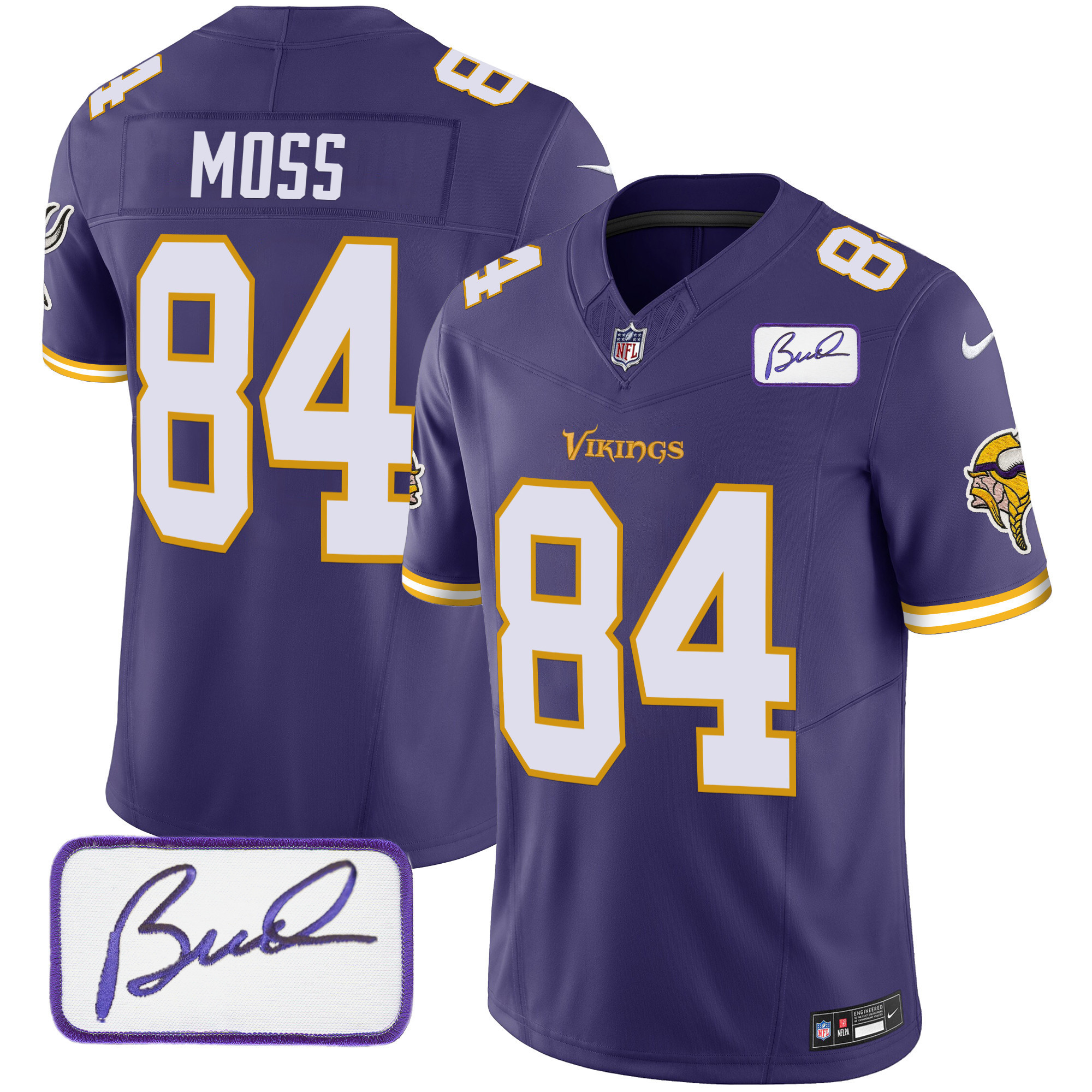 Randy Moss Men's Minnesota Vikings Bud Grant Patch Classic Limited Purple Jersey - All Stitched