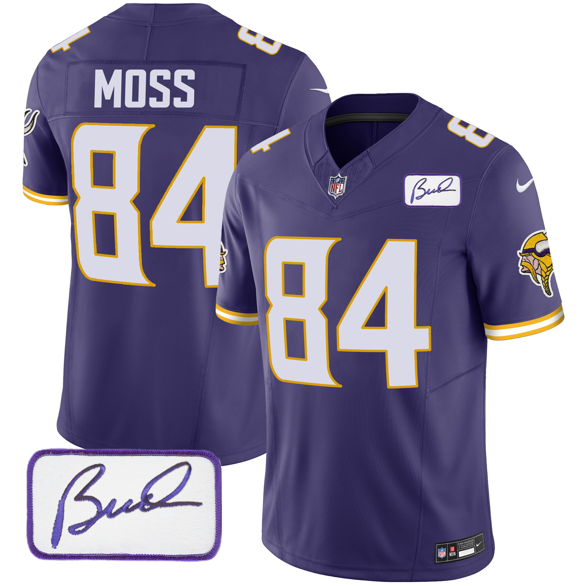 Randy Moss Men's Minnesota Vikings Bud Grant Patch Classic Limited Purple Jersey - All Stitched