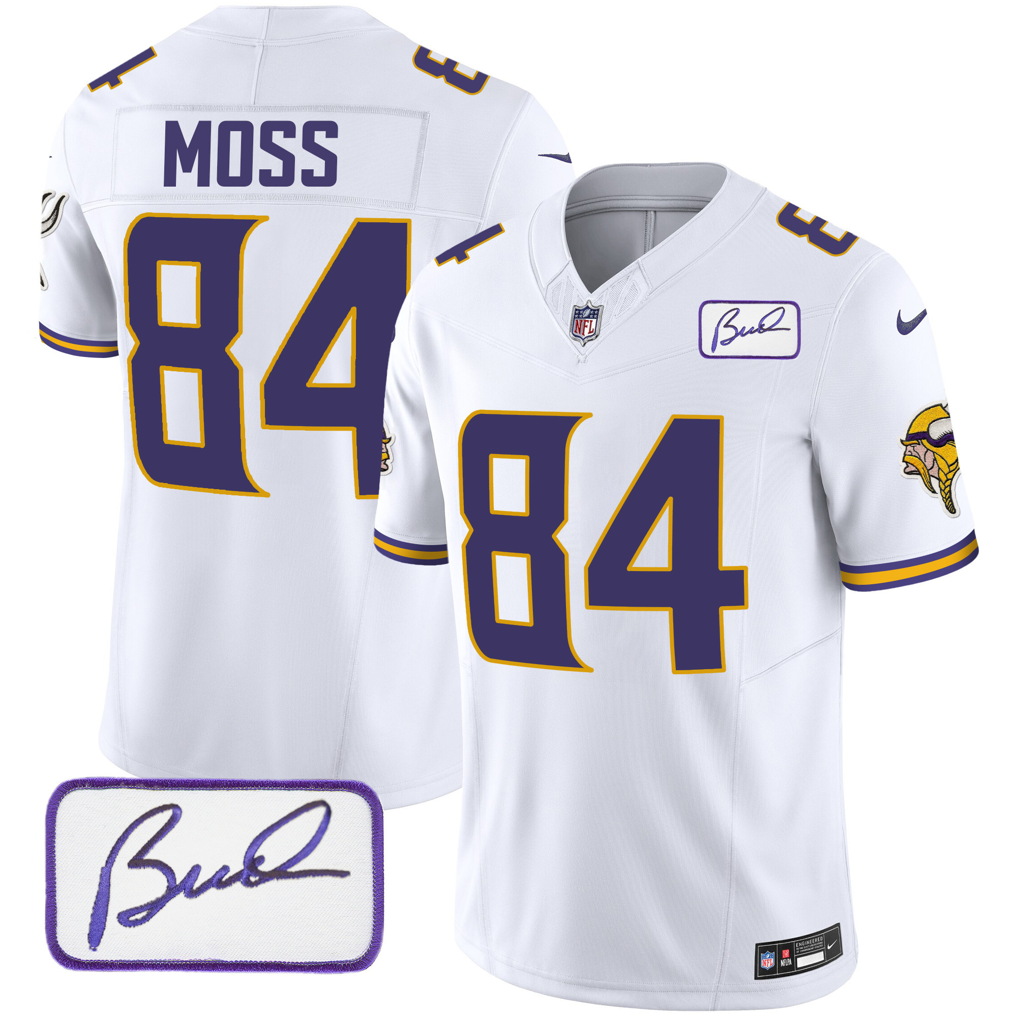 Randy Moss Men's Minnesota Vikings Bud Grant Patch Classic Limited White Jersey - All Stitched