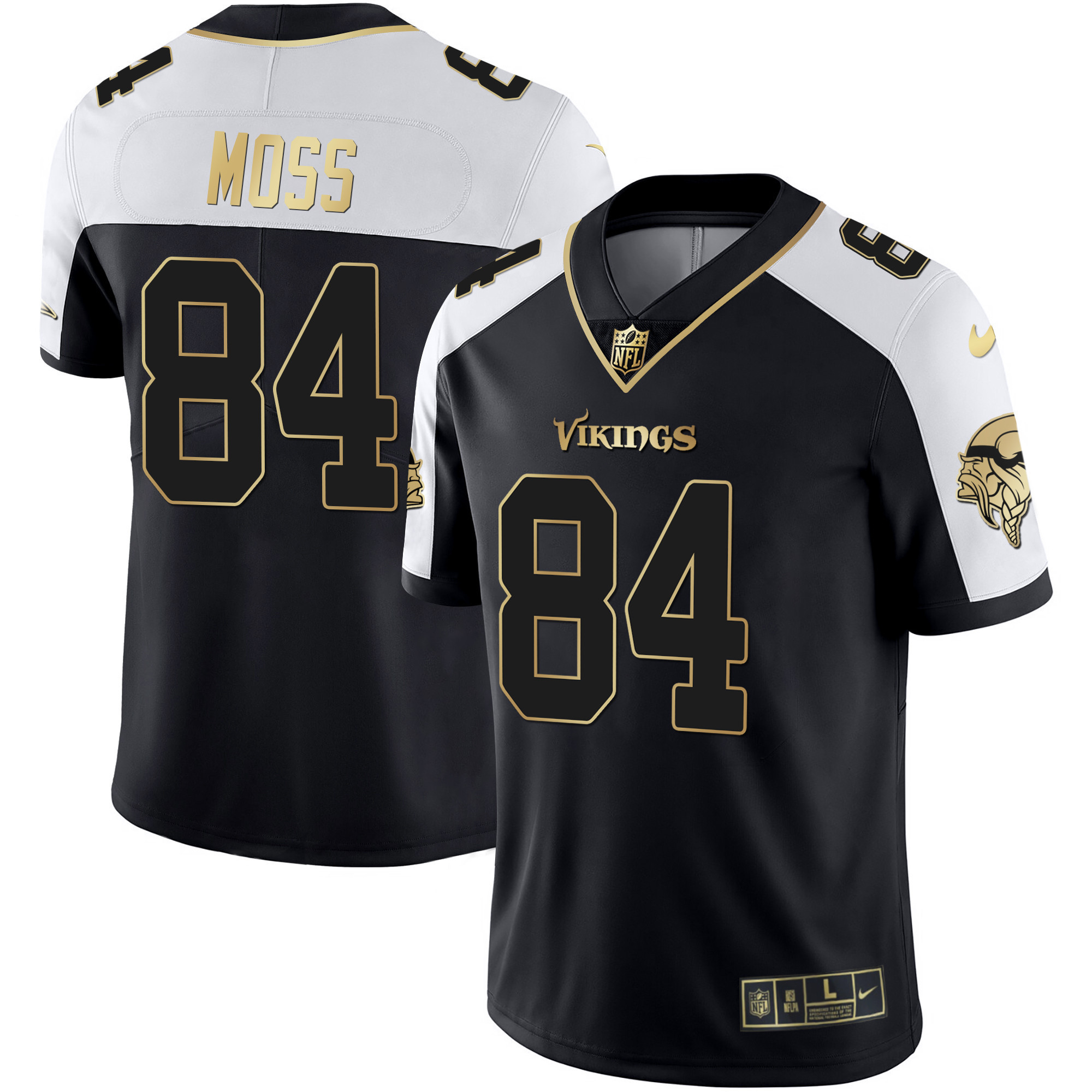 Randy Moss Men's Minnesota Vikings Gold & Purple Alternate Jersey - All Stitched