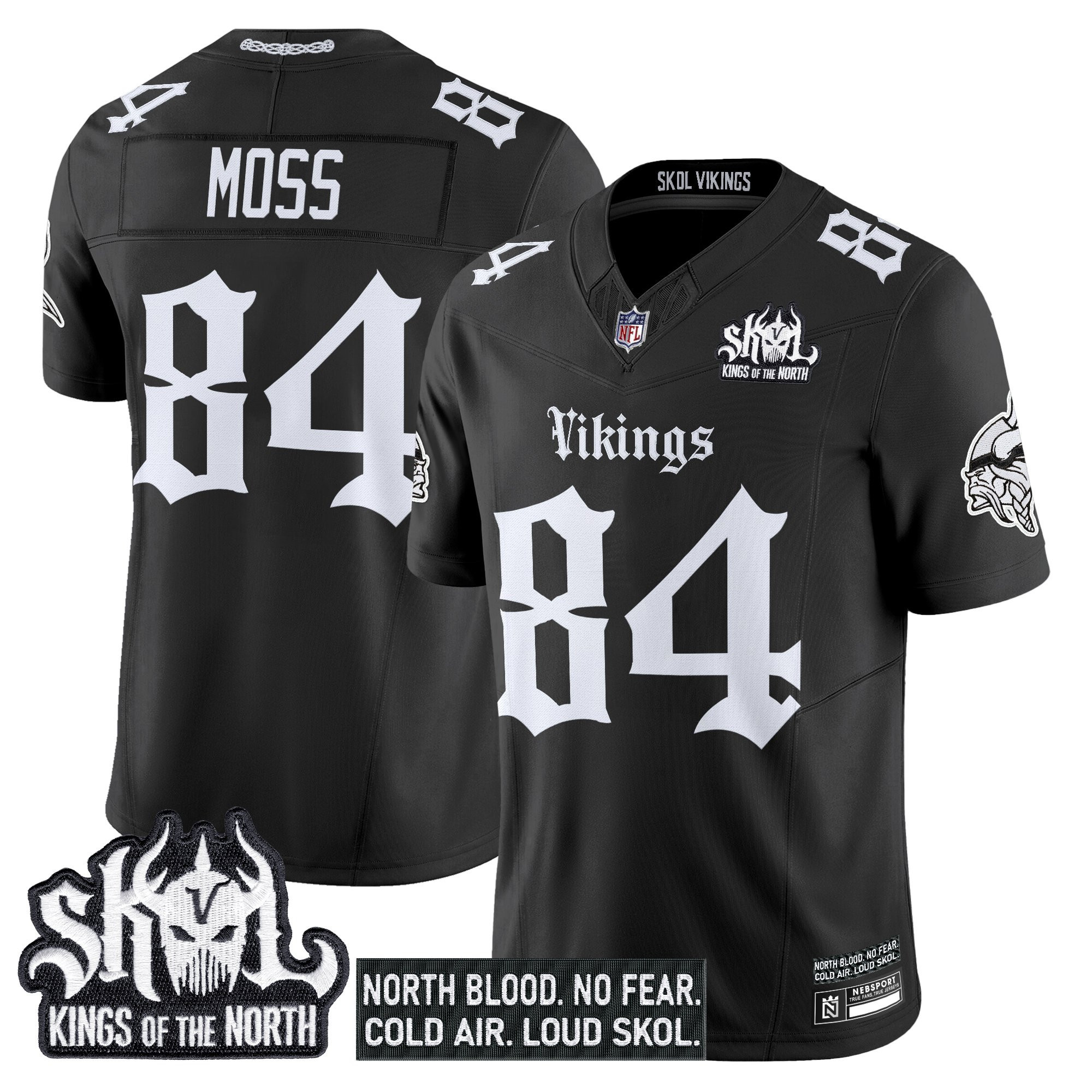 Randy Moss Men's Minnesota Vikings 'Gothic Norseblood Edition' Vapor Limited Black Jersey - All Stitched