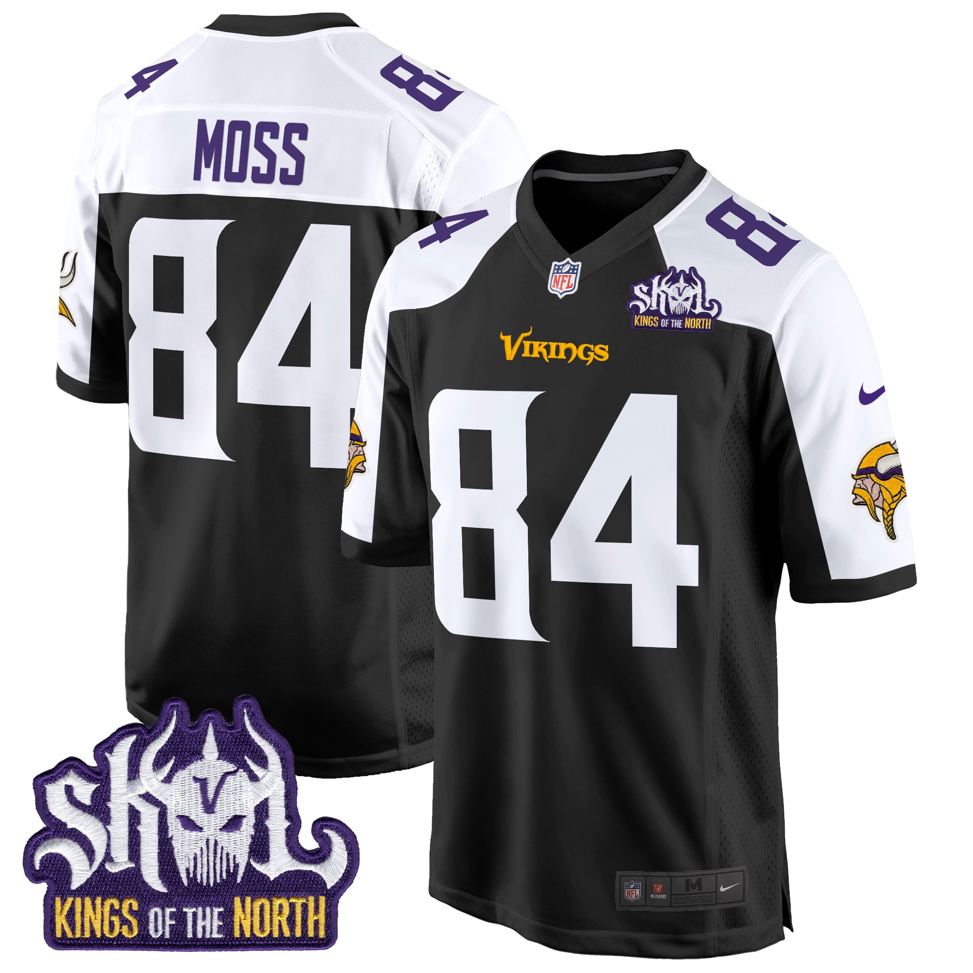 Randy Moss Men's Minnesota Vikings King Of The North Patch Game Black Alternate Jersey - All Stitched