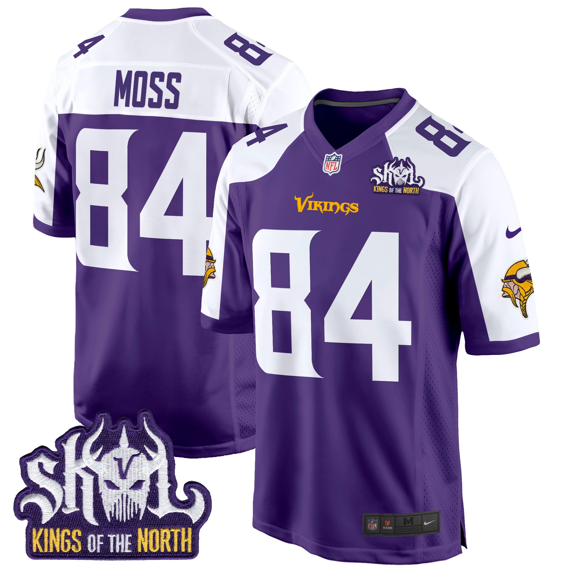 Randy Moss Men's Minnesota Vikings King Of The North Patch Game Purple Alternate Jersey - All Stitched