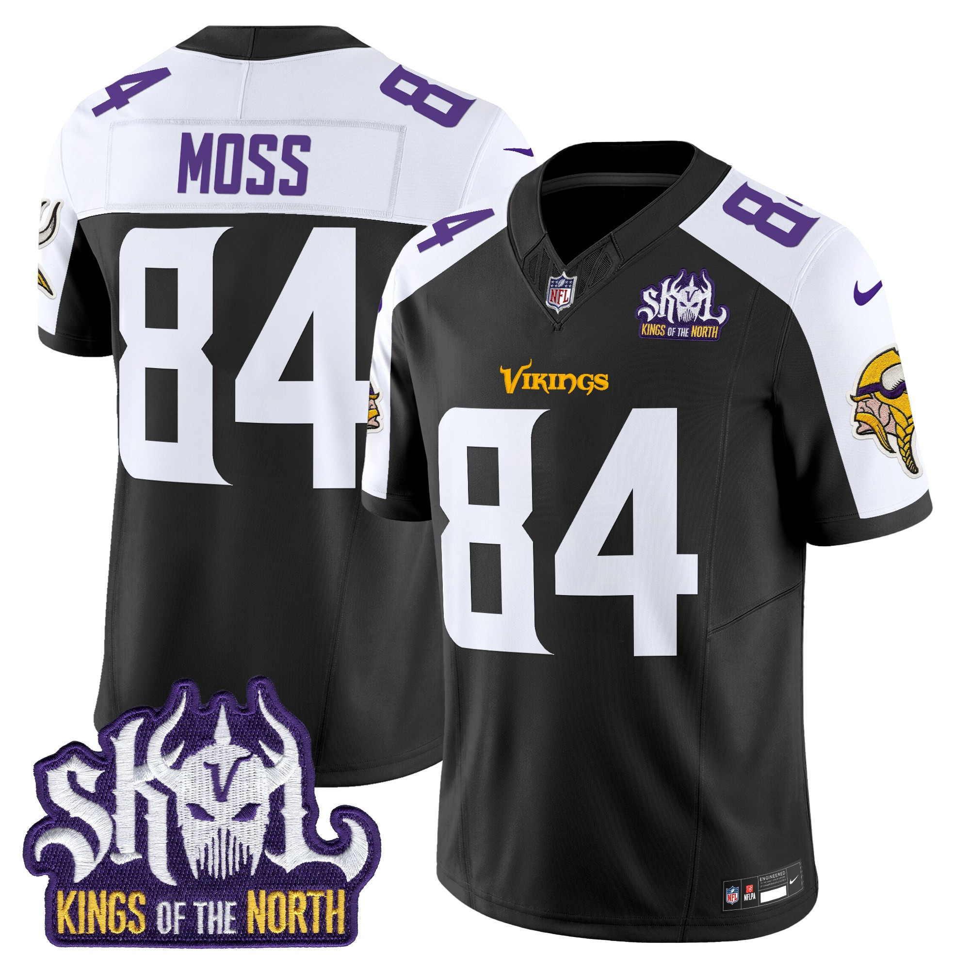 Randy Moss Men's Minnesota Vikings Kings Of The North Patch Vapor Limited Black Alternate Jersey - All Stitched