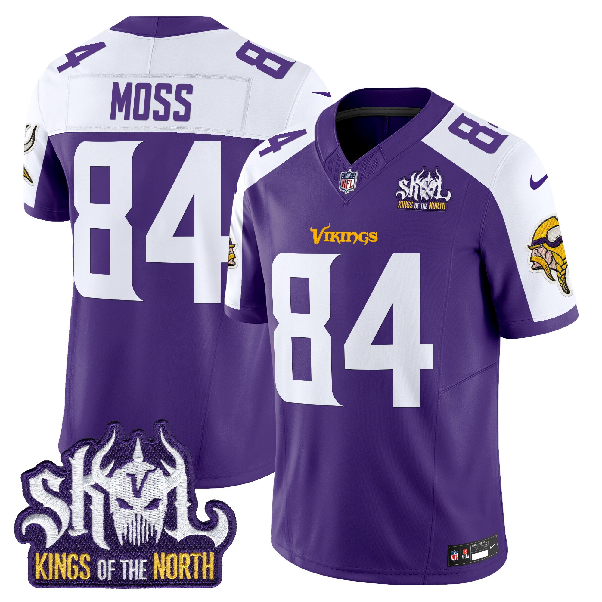 Randy Moss Men's Minnesota Vikings Kings Of The North Patch Vapor Limited Purple Alternate Jersey - All Stitched