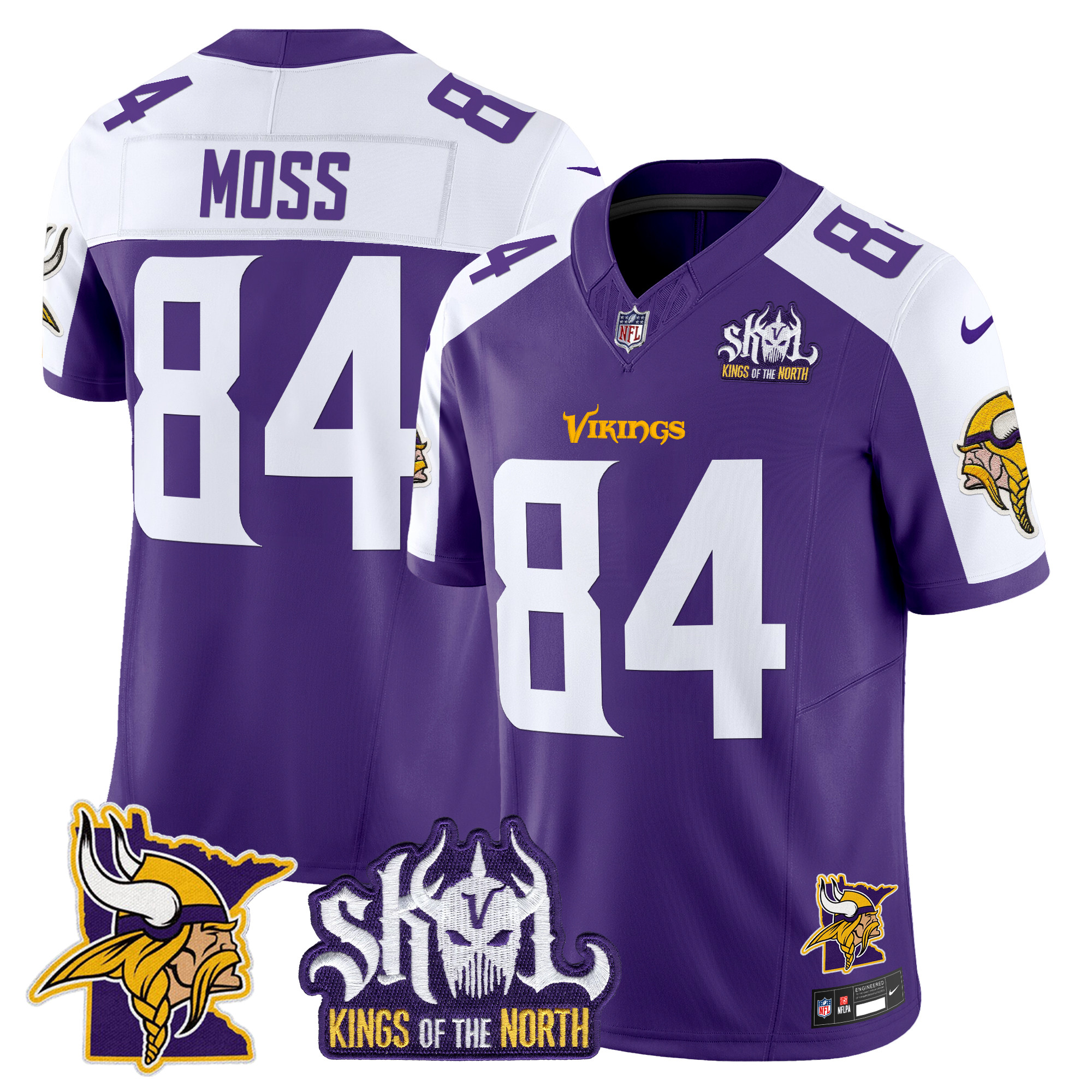 Randy Moss Men's Minnesota Vikings Kings Of The North Patch Vapor Limited Purple Alternate Jersey - All Stitched