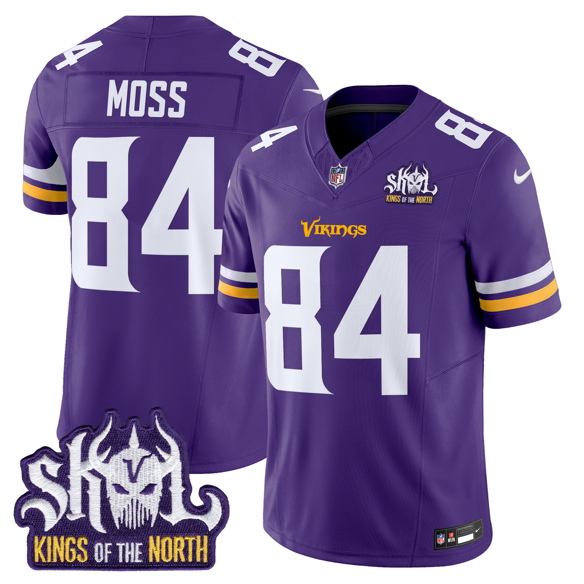 Randy Moss Men's Minnesota Vikings Kings Of The North Patch Vapor Limited Purple Jersey - All Stitched