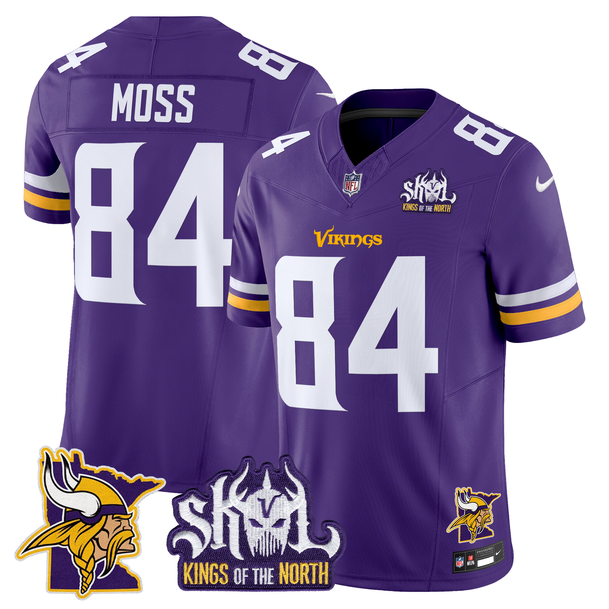 Randy Moss Men's Minnesota Vikings Kings Of The North Patch Vapor Limited Purple Jersey - All Stitched