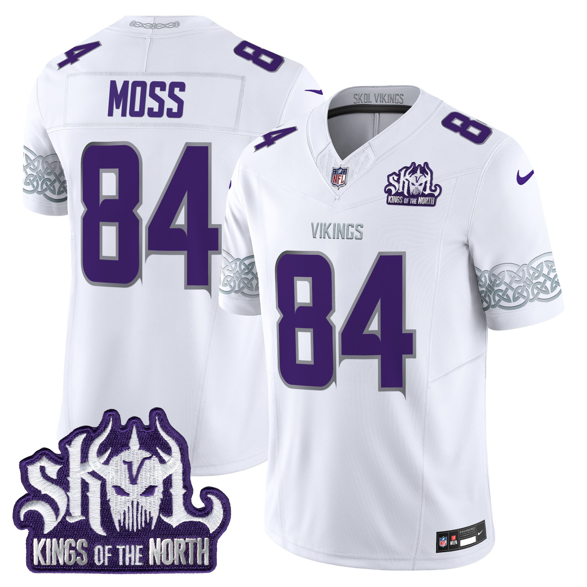 Randy Moss Men's Minnesota Vikings Kings Of The North Patch Vapor Limited Winter Warrior Jersey - All Stitched