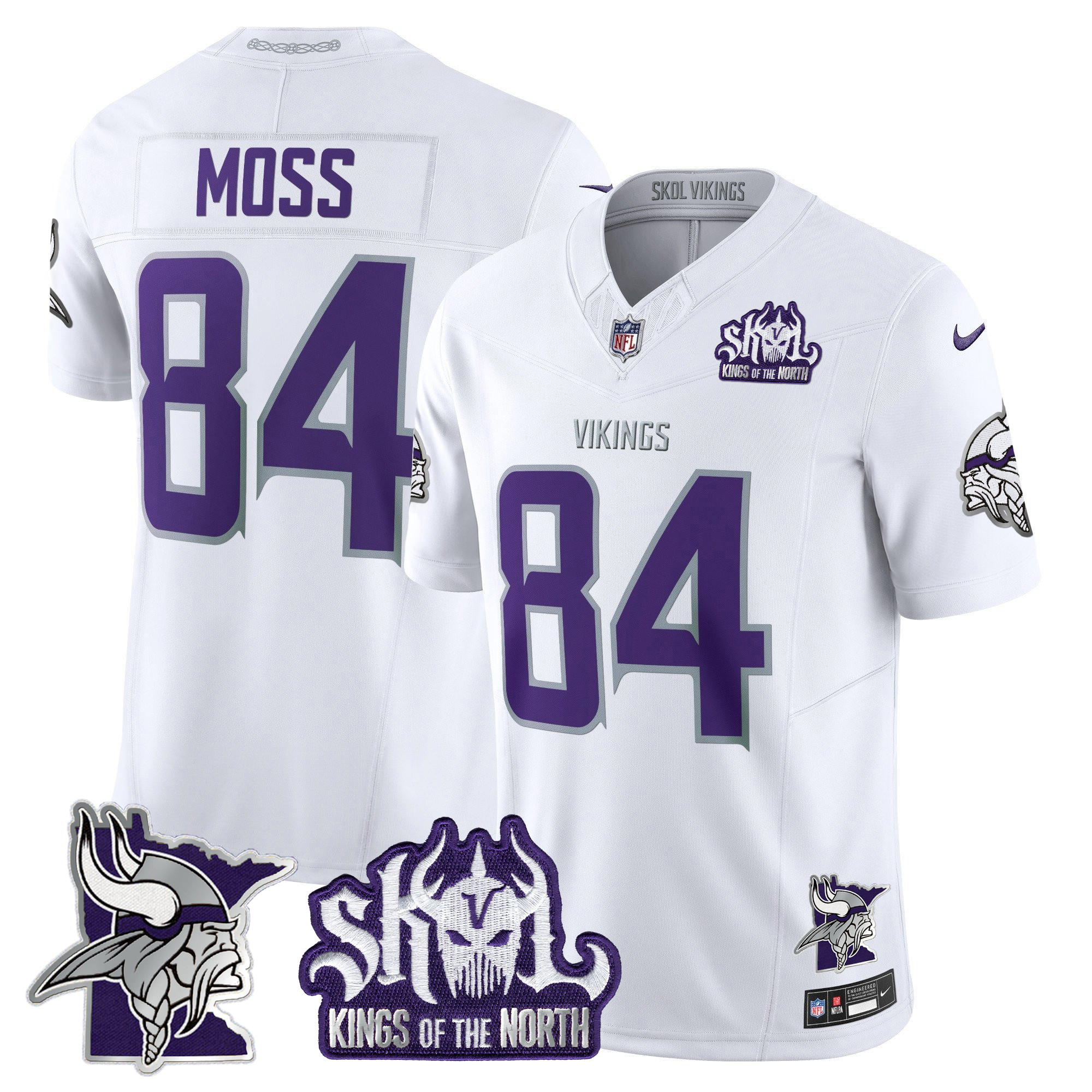 Randy Moss Men's Minnesota Vikings Kings Of The North Patch Vapor Limited Winter Warrior Jersey - All Stitched