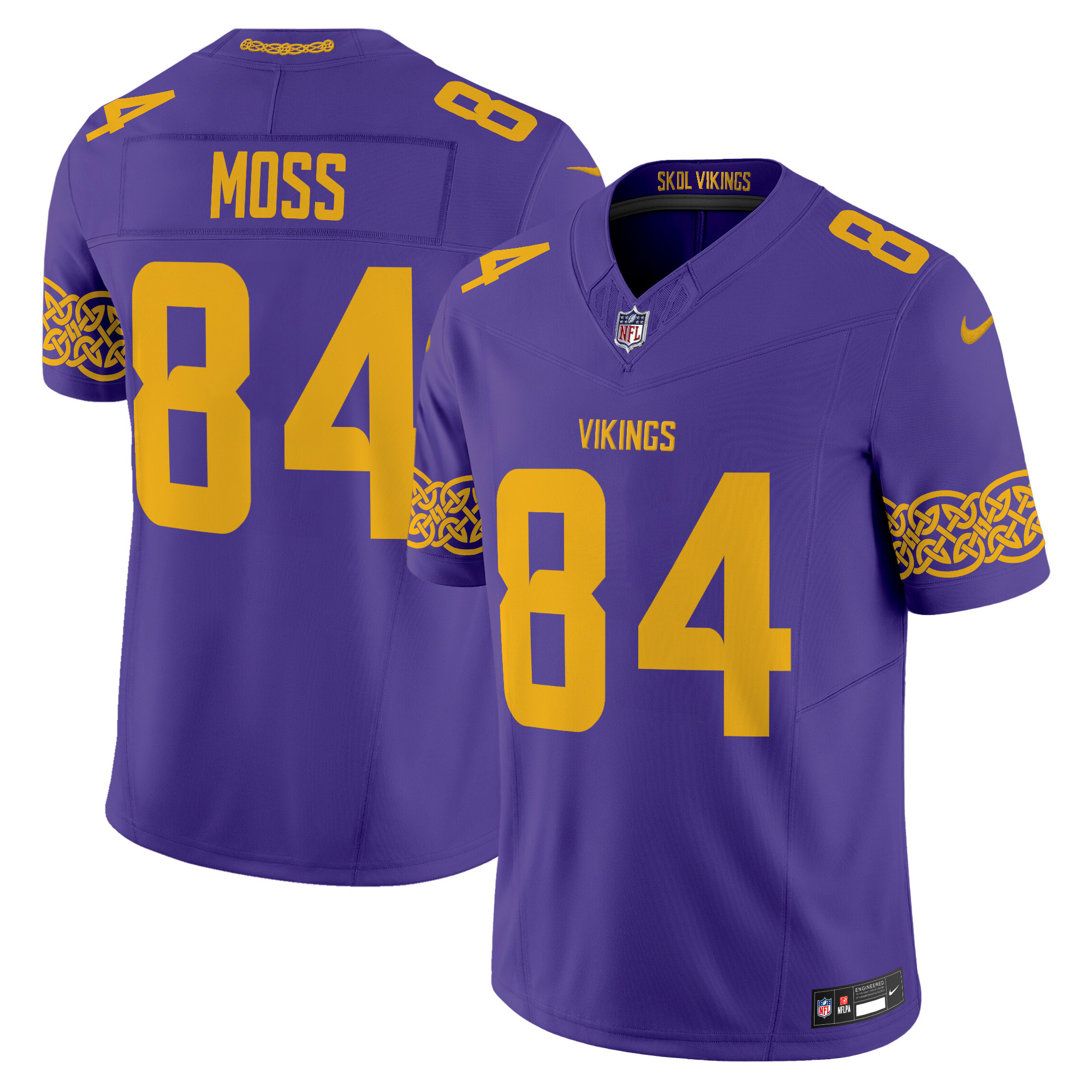 Randy Moss Men's Minnesota Vikings Nordic Pattern Vapor Limited Purple Jersey - All Stitched
