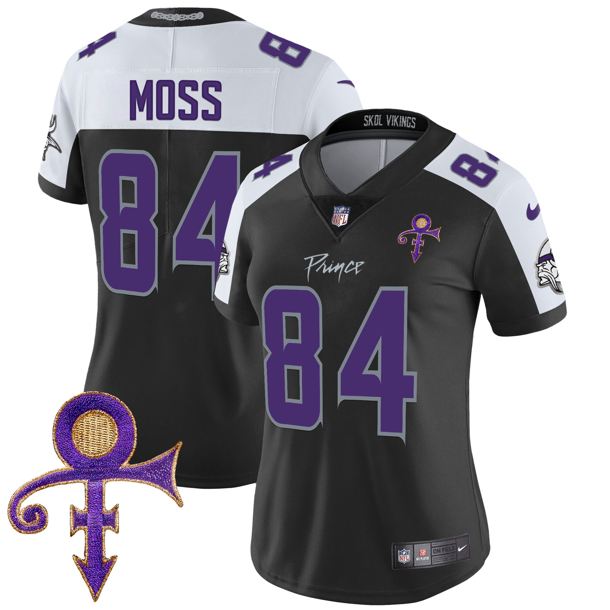 Randy Moss Women's Minnesota Vikings 2024 Prince Vapor Limited Black Alternate Jersey - All Stitched
