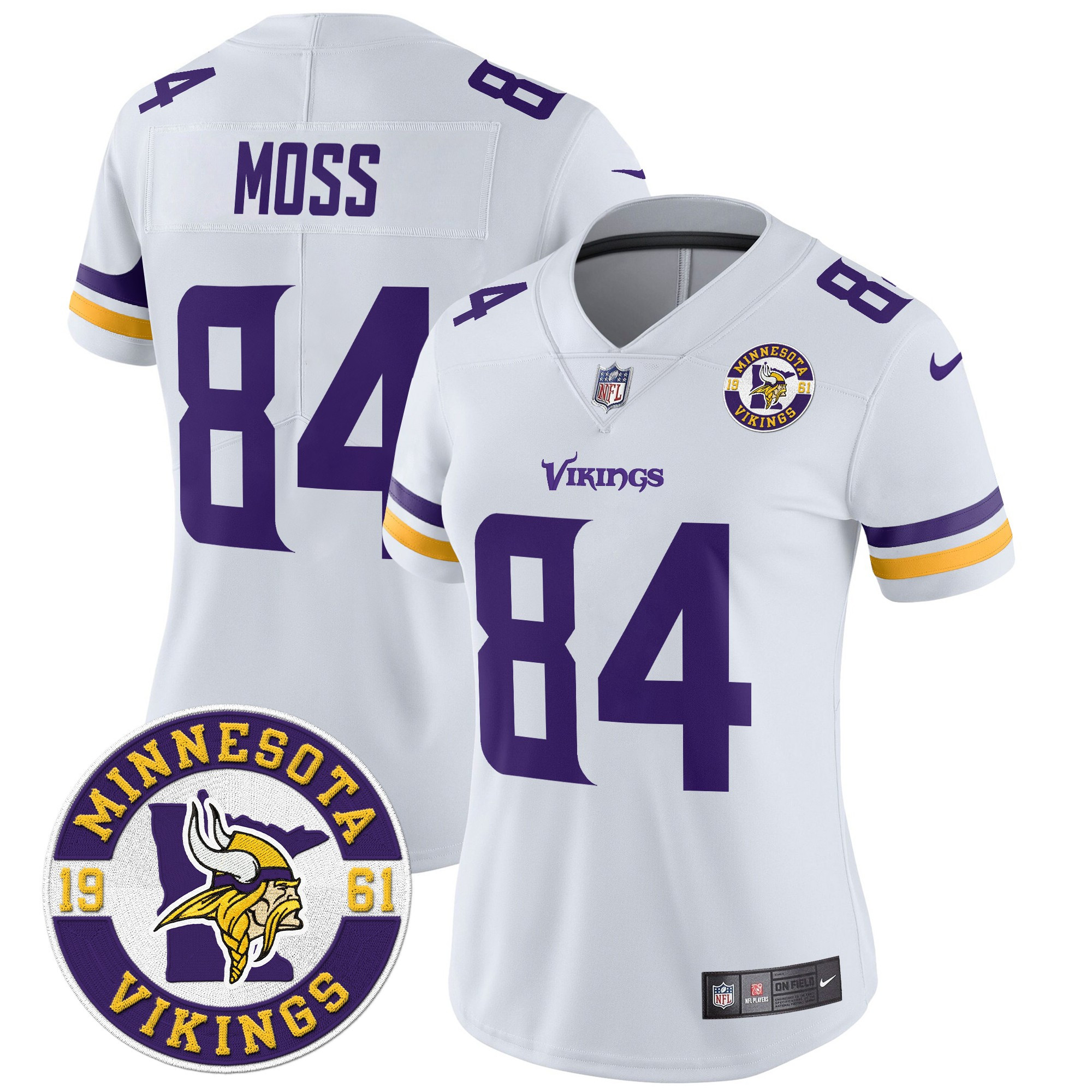 Randy Moss Women's Minnesota Vikings 2024 Vapor Limited White Jersey - All Stitched