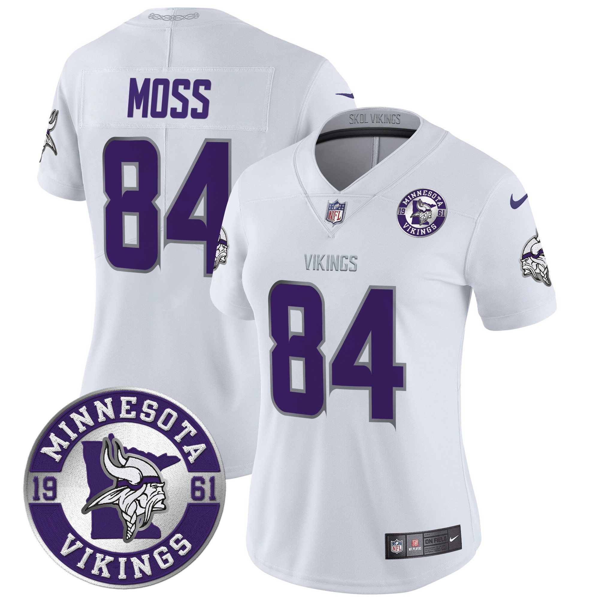 Randy Moss Women's Minnesota Vikings 2024 Vapor Limited White Limited Jersey - All Stitched