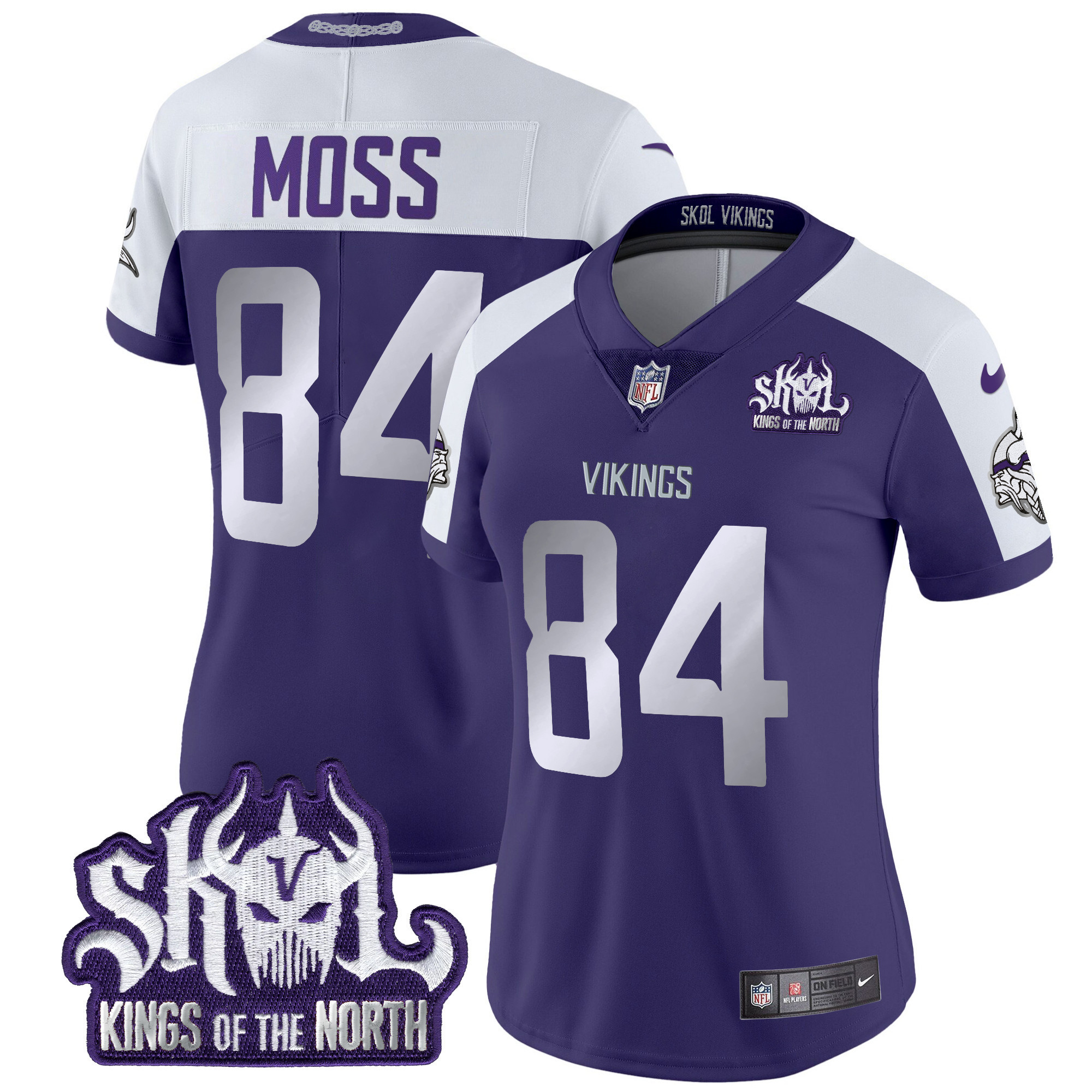 Randy Moss Women's Minnesota Vikings 2024 Winter Warrior Skol Patch Vapor Limited Purple Alternate Jersey - All Stitched