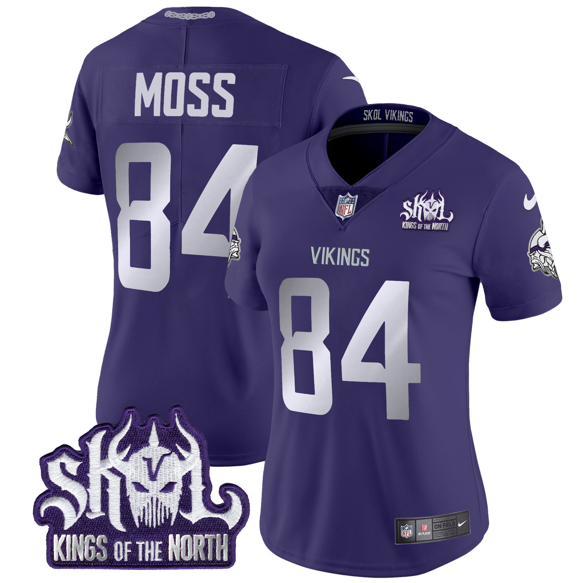 Randy Moss Women's Minnesota Vikings 2024 Winter Warrior Skol Patch Vapor Limited Purple Jersey - All Stitched