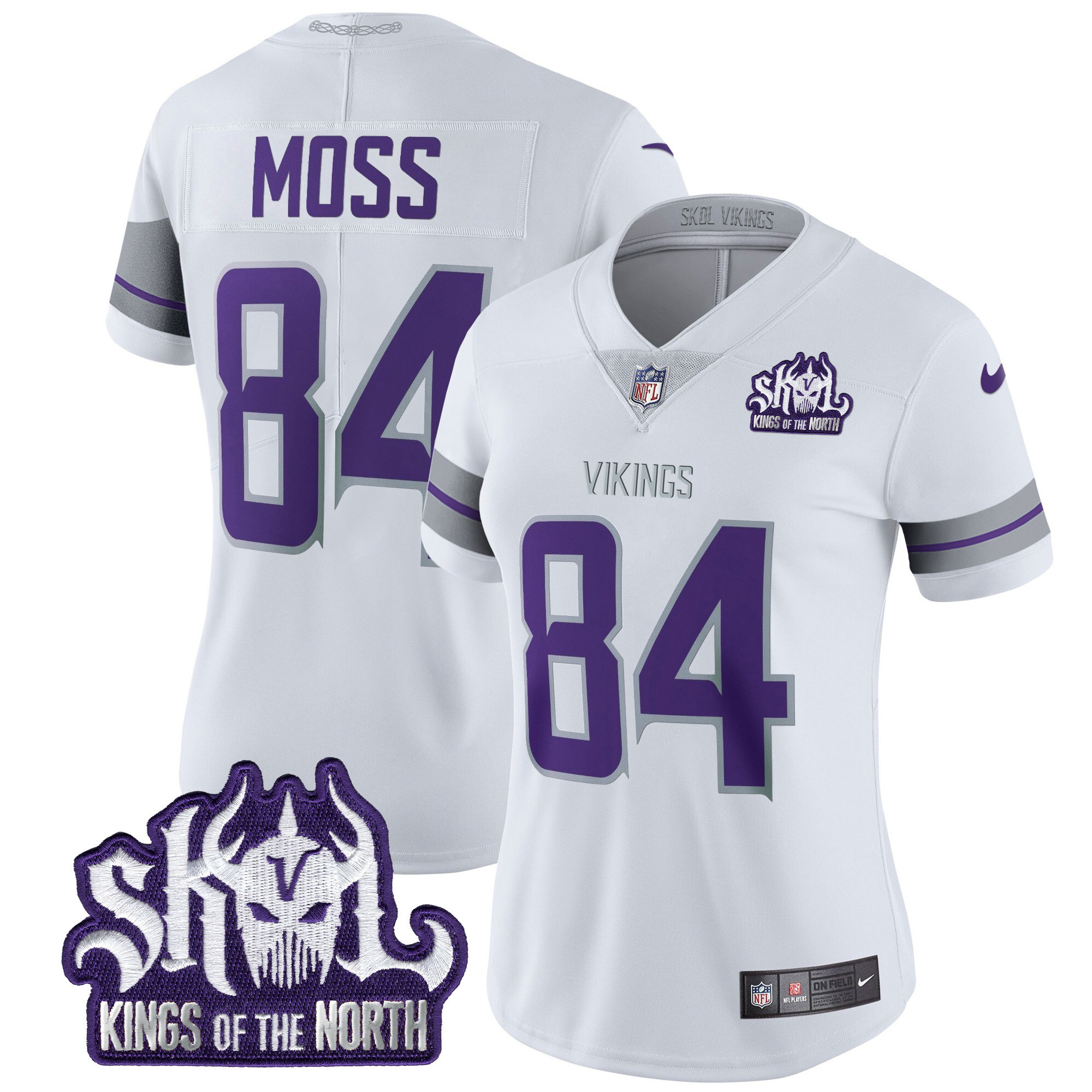 Randy Moss Women's Minnesota Vikings 2024 Winter Warrior Skol Patch Vapor Limited White Jersey - All Stitched