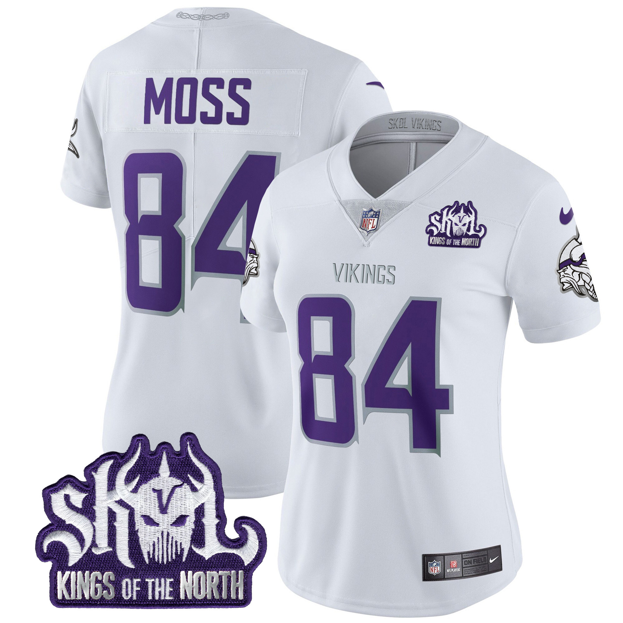 Randy Moss Women's Minnesota Vikings 2024 Winter Warrior Skol Patch Vapor Limited White Limited Jersey - All Stitched