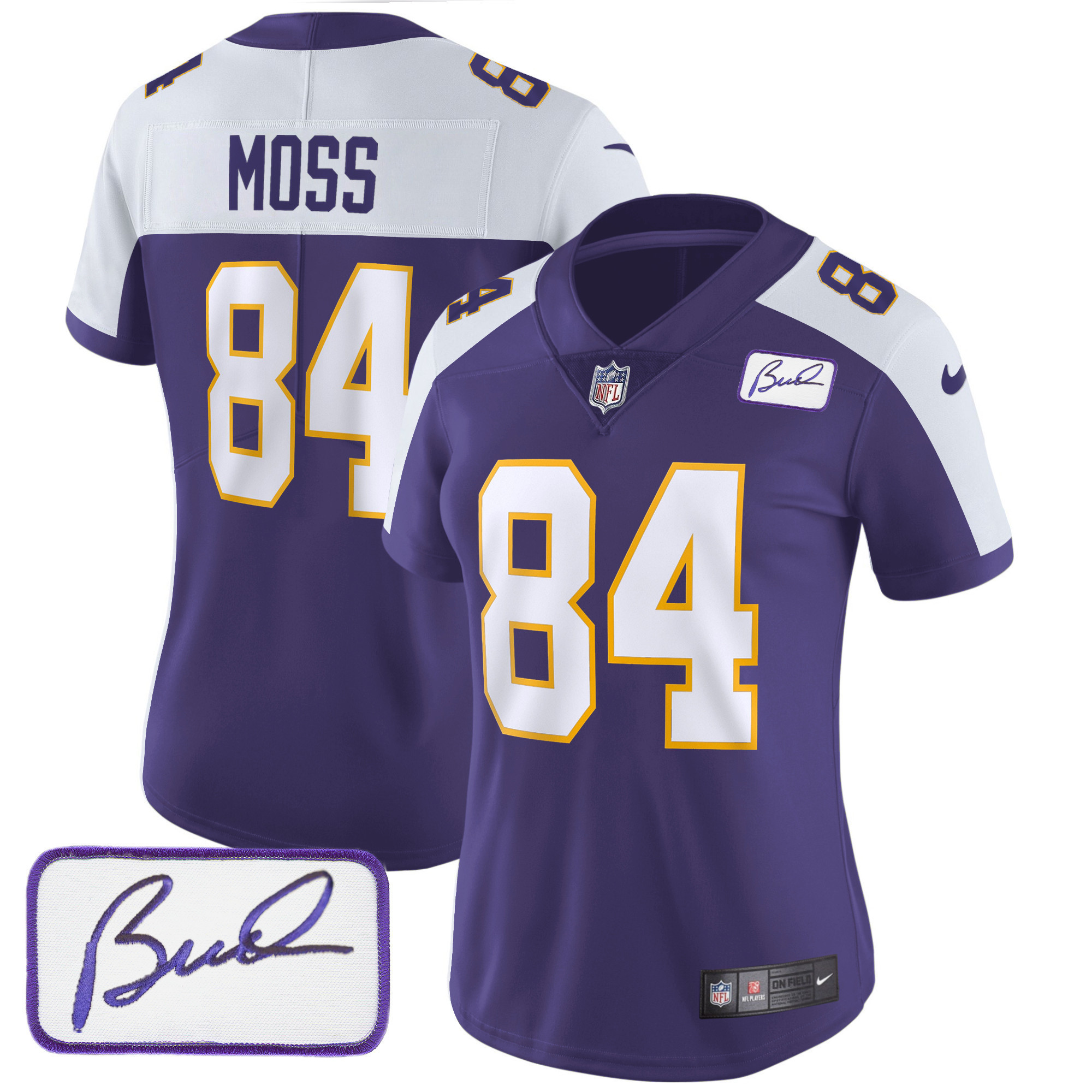 Randy Moss Women's Minnesota Vikings Bud Grant Patch Classic Limited Alternate Jersey - All Stitched