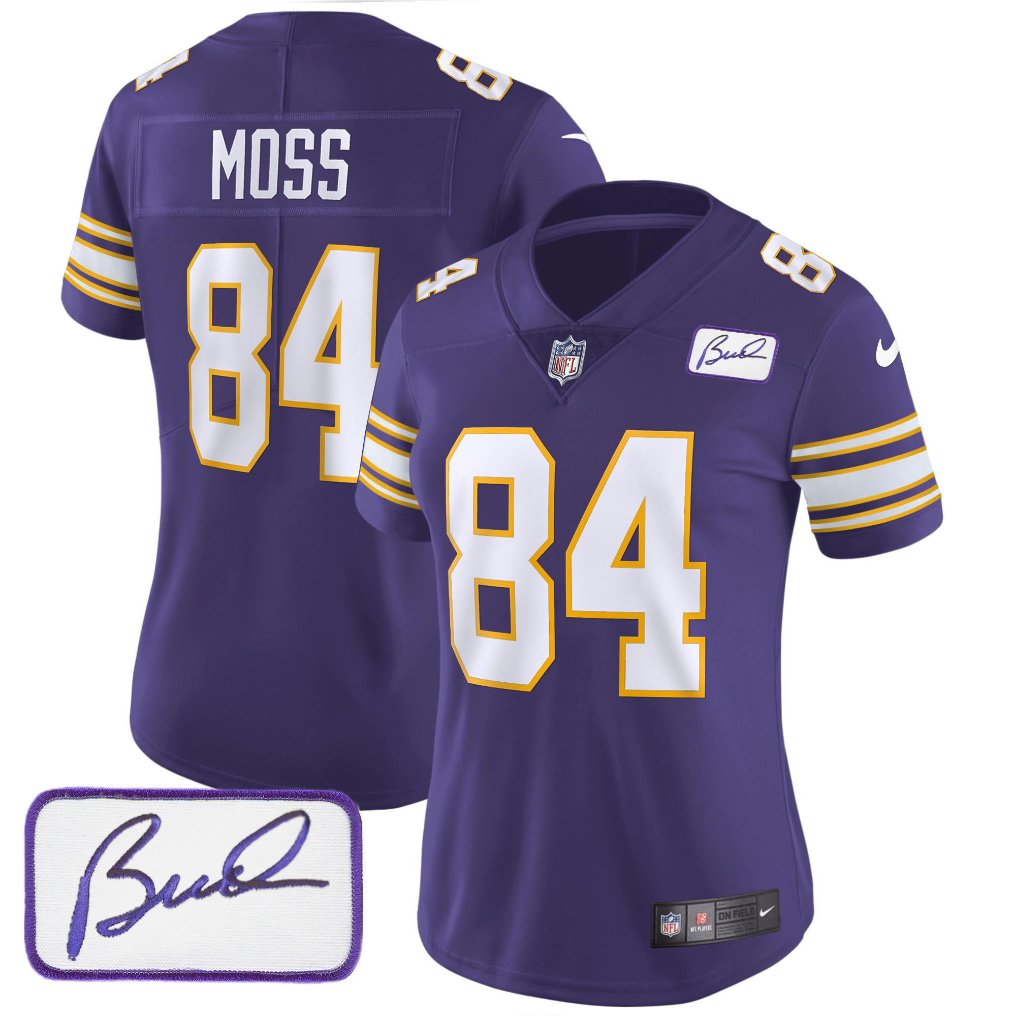 Randy Moss Women's Minnesota Vikings Bud Grant Patch Classic Limited Purple Jersey - All Stitched