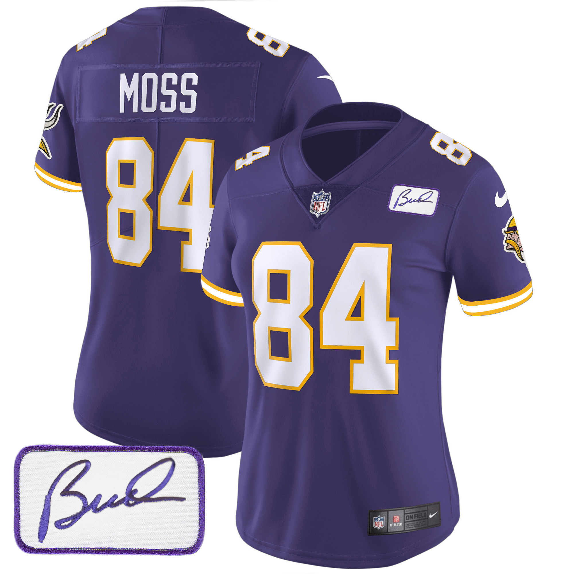 Randy Moss Women's Minnesota Vikings Bud Grant Patch Classic Limited Purple Jersey - All Stitched