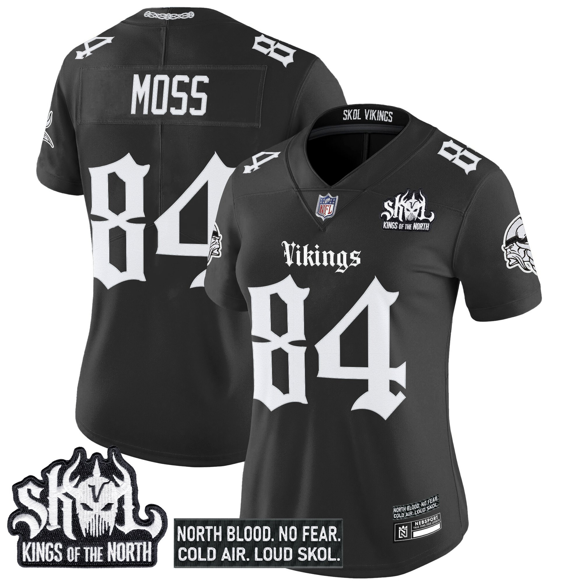 Randy Moss Women's Minnesota Vikings 'Gothic Norseblood Edition' Vapor Limited Black Jersey - All Stitched