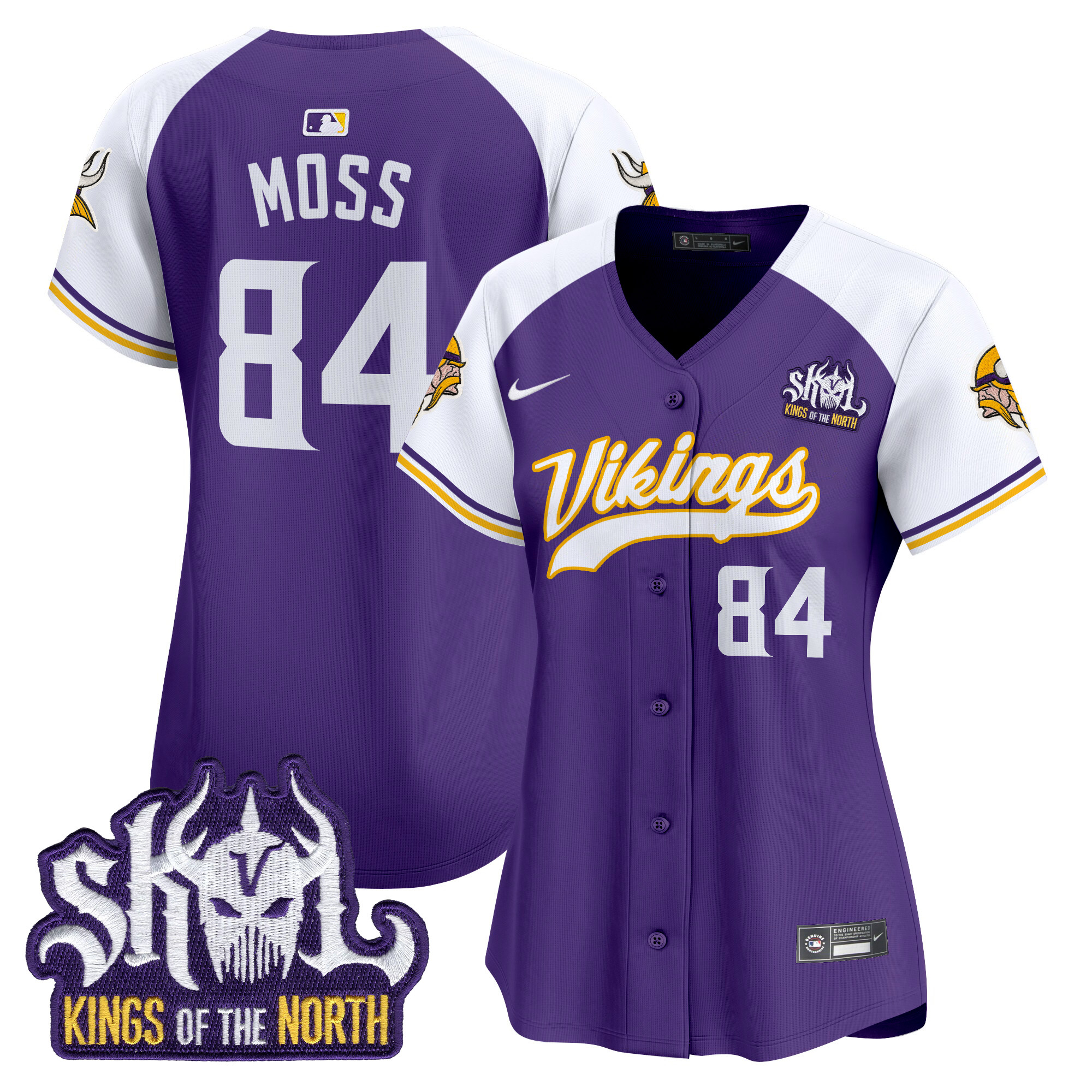 Randy Moss Women's Minnesota Vikings Kings Of The North Patch Vapor Premier Limited Purple Alternate Jersey - All Stitched