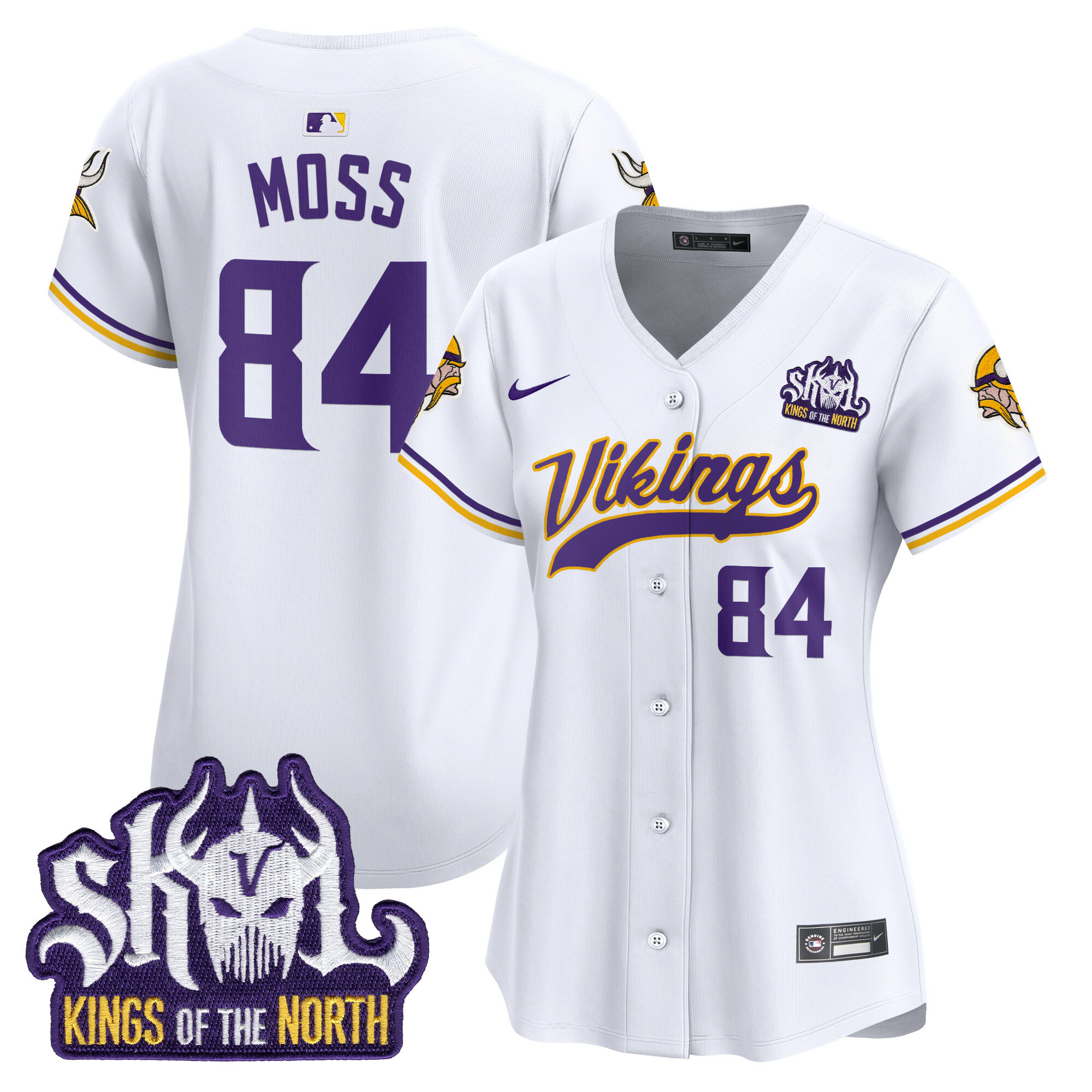 Randy Moss Women's Minnesota Vikings Kings Of The North Patch Vapor Premier Limited White Jersey - All Stitched