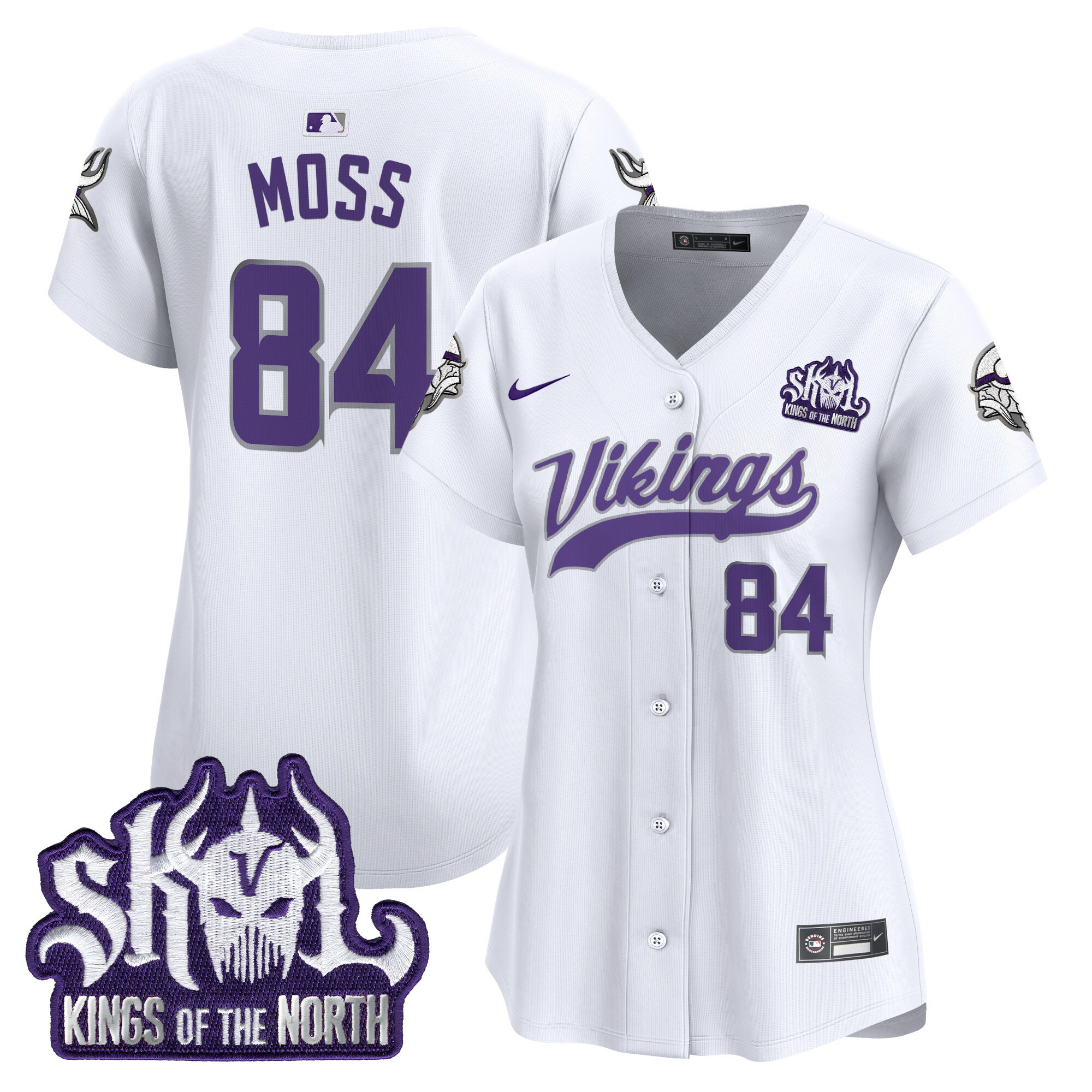 Randy Moss Women's Minnesota Vikings Kings Of The North Patch Vapor Premier Limited Winter Warrior Jersey - All Stitched