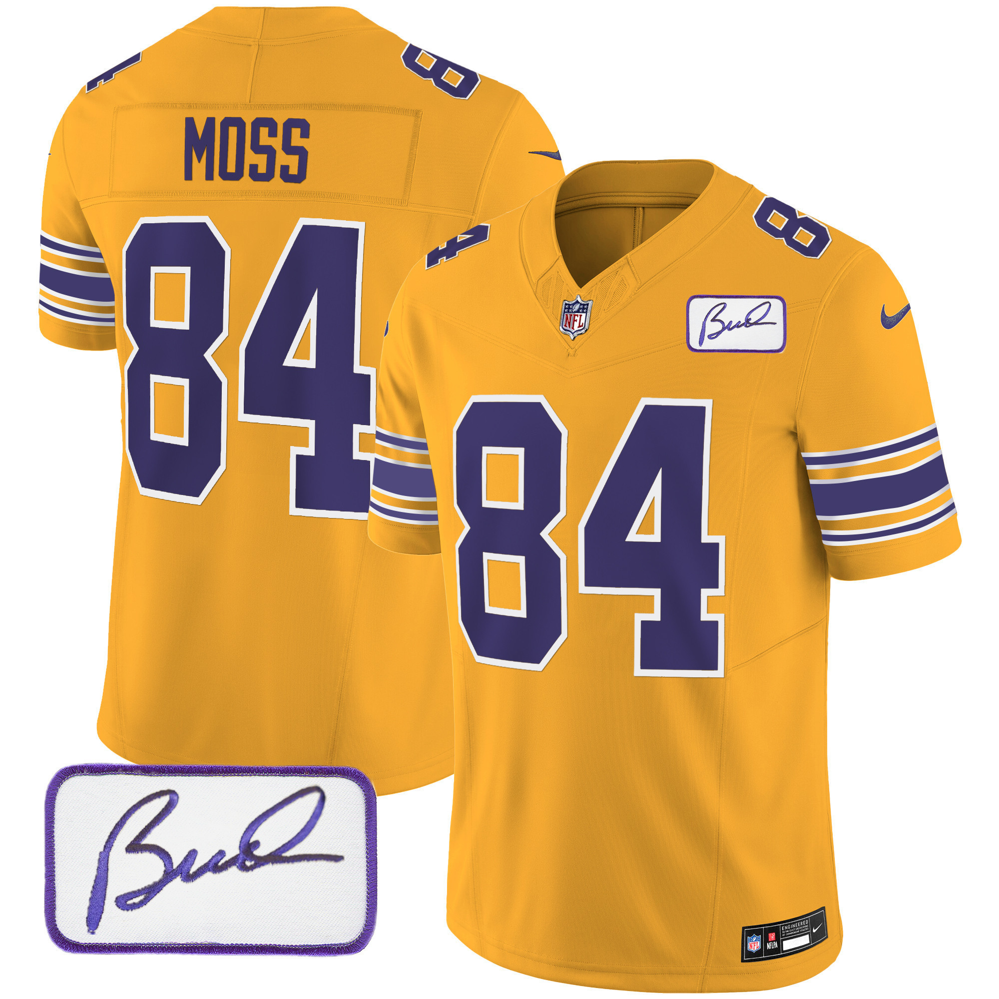 Randy Moss Youth's Minnesota Vikings Bud Grant Patch Classic Limited Gold Jersey - All Stitched