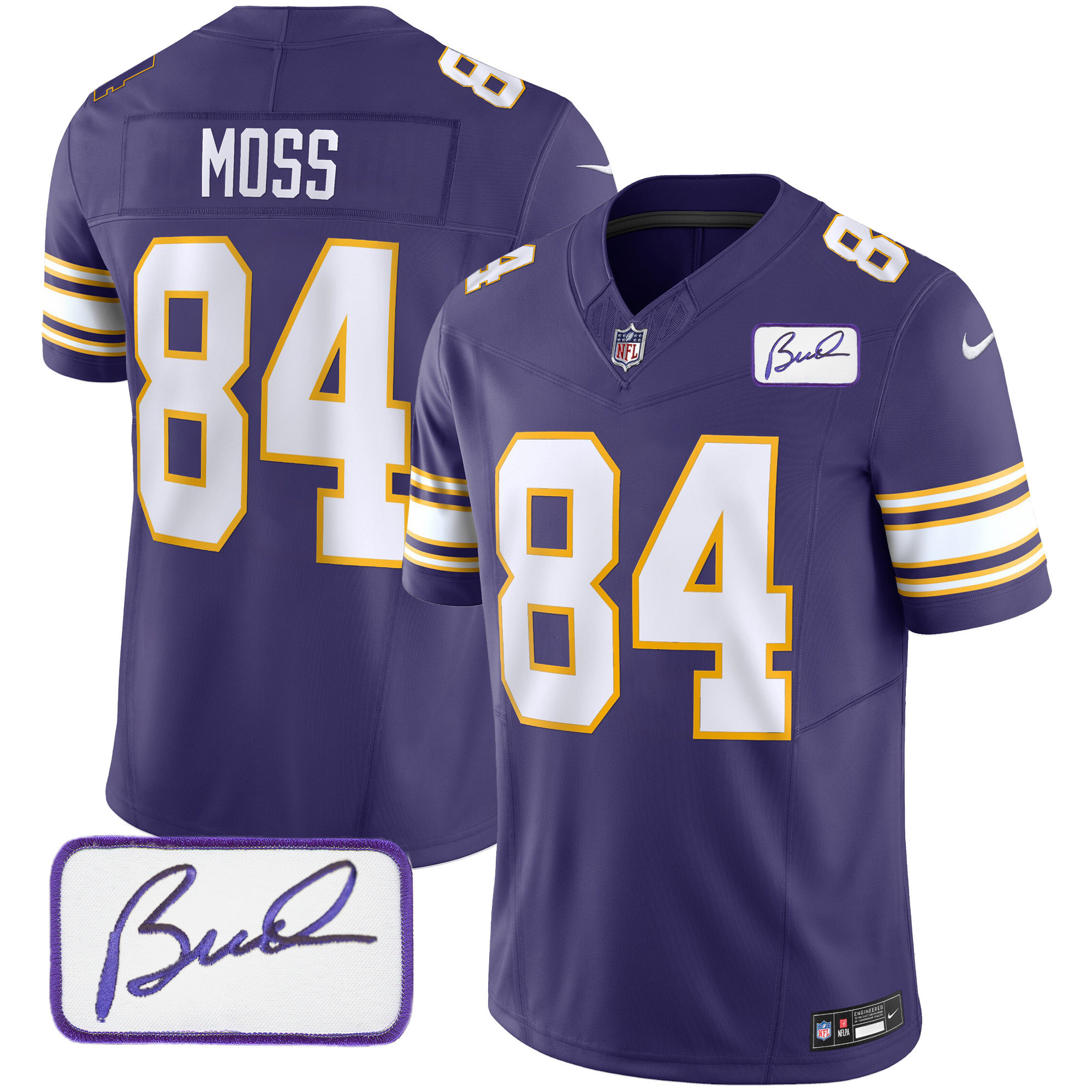 Randy Moss Youth's Minnesota Vikings Bud Grant Patch Classic Limited Purple Jersey - All Stitched
