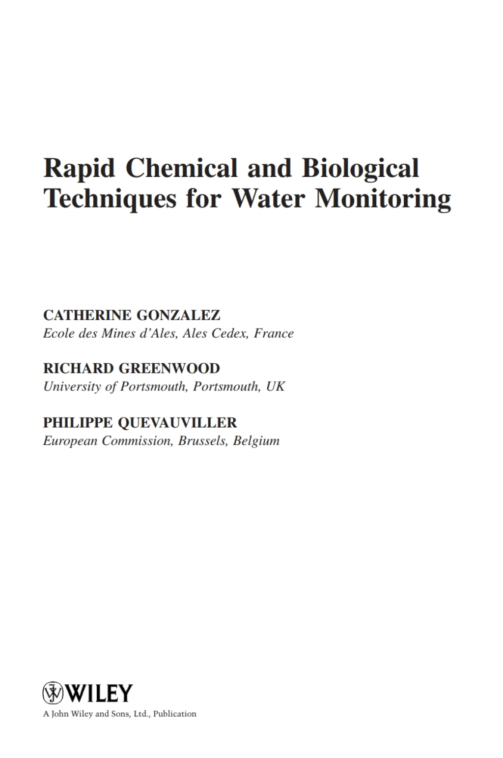 Rapid Chemical and Biological Techniques for Water Monitoring 1st Edition â€“ PDF/EPUB Version Downloadable