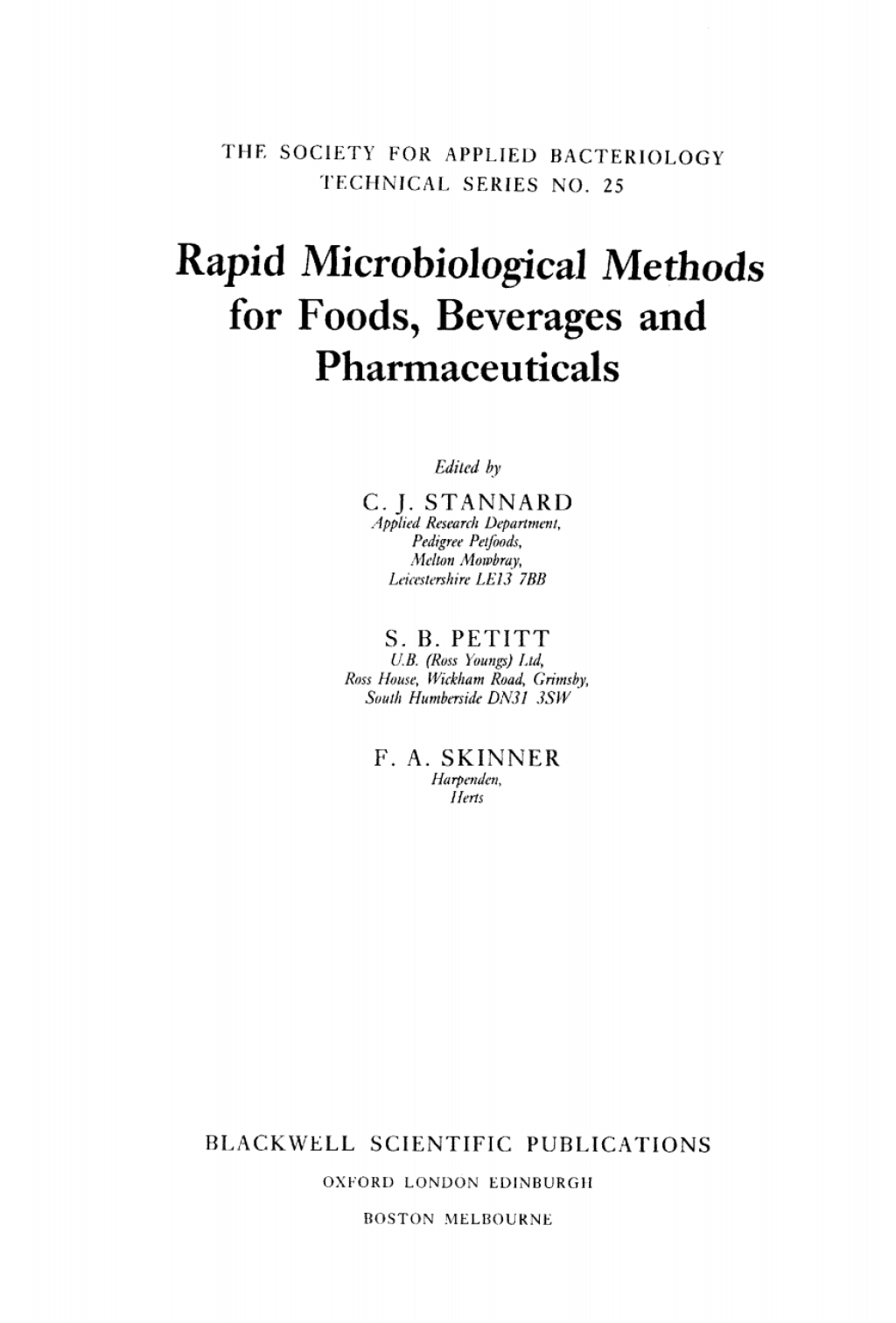 Rapid Microbiological Methods for Foods, Beverages and Pharmaceuticals 1st Edition â€“ PDF/EPUB Version Downloadable