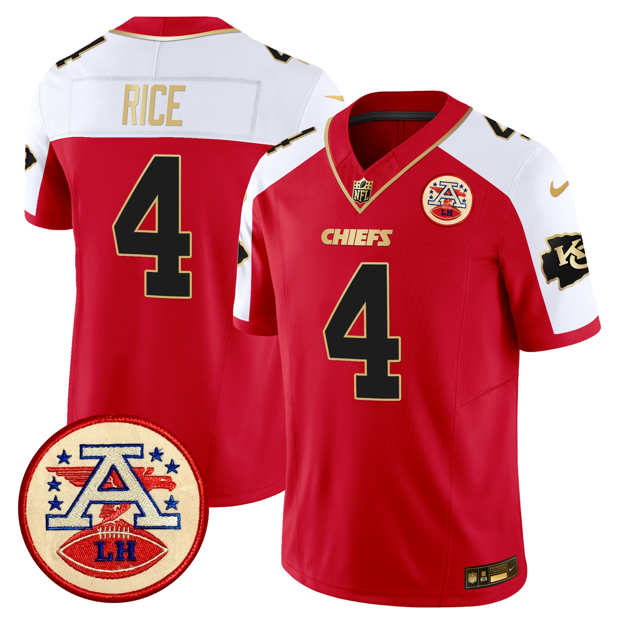 Rashee Rice Men's Kansas City Chiefs 2024 Lamar Hunt Patch Vapor Limited Red Alternate Jersey - All Stitched