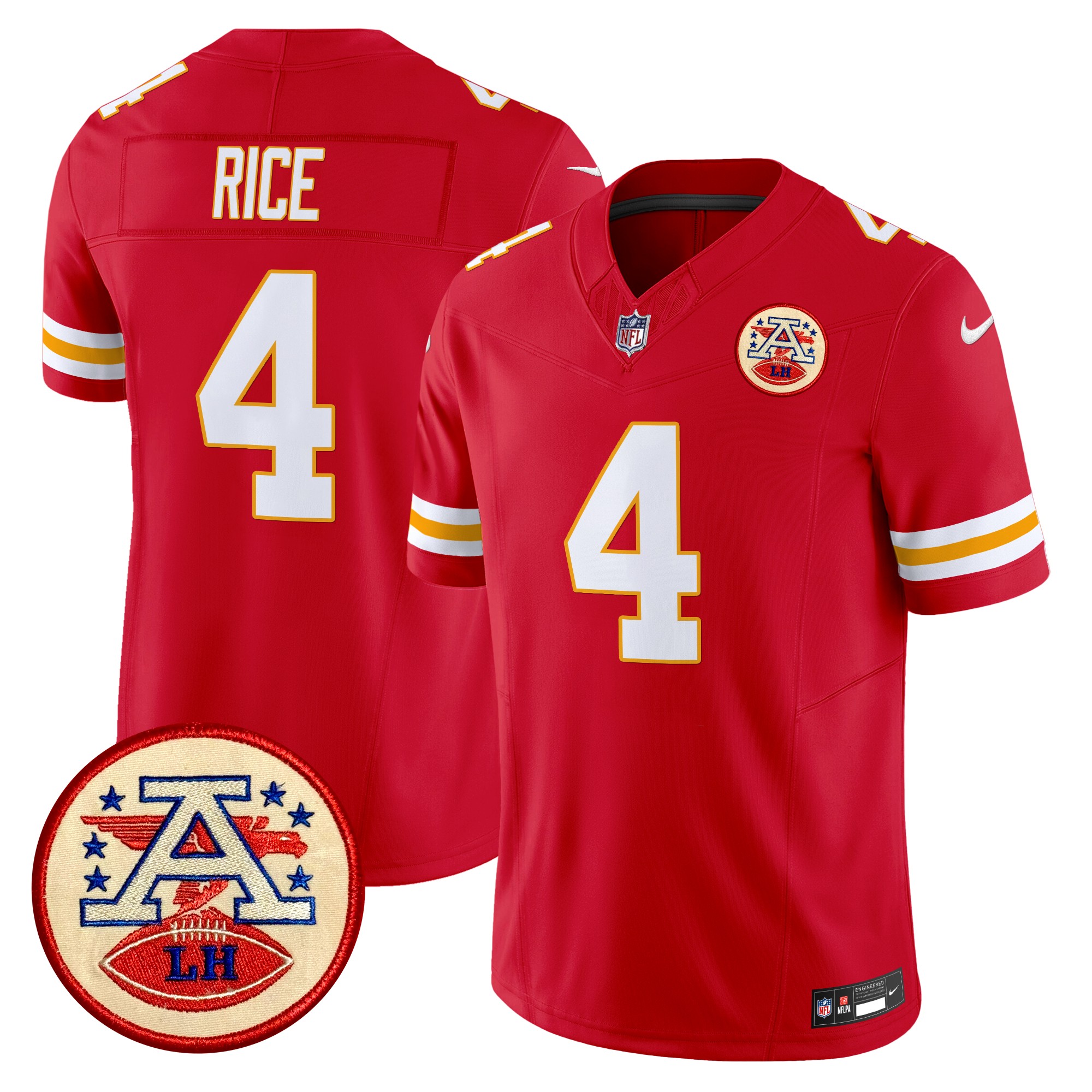 Rashee Rice Men's Kansas City Chiefs 2024 Lamar Hunt Patch Vapor Limited Red Jersey - All Stitched