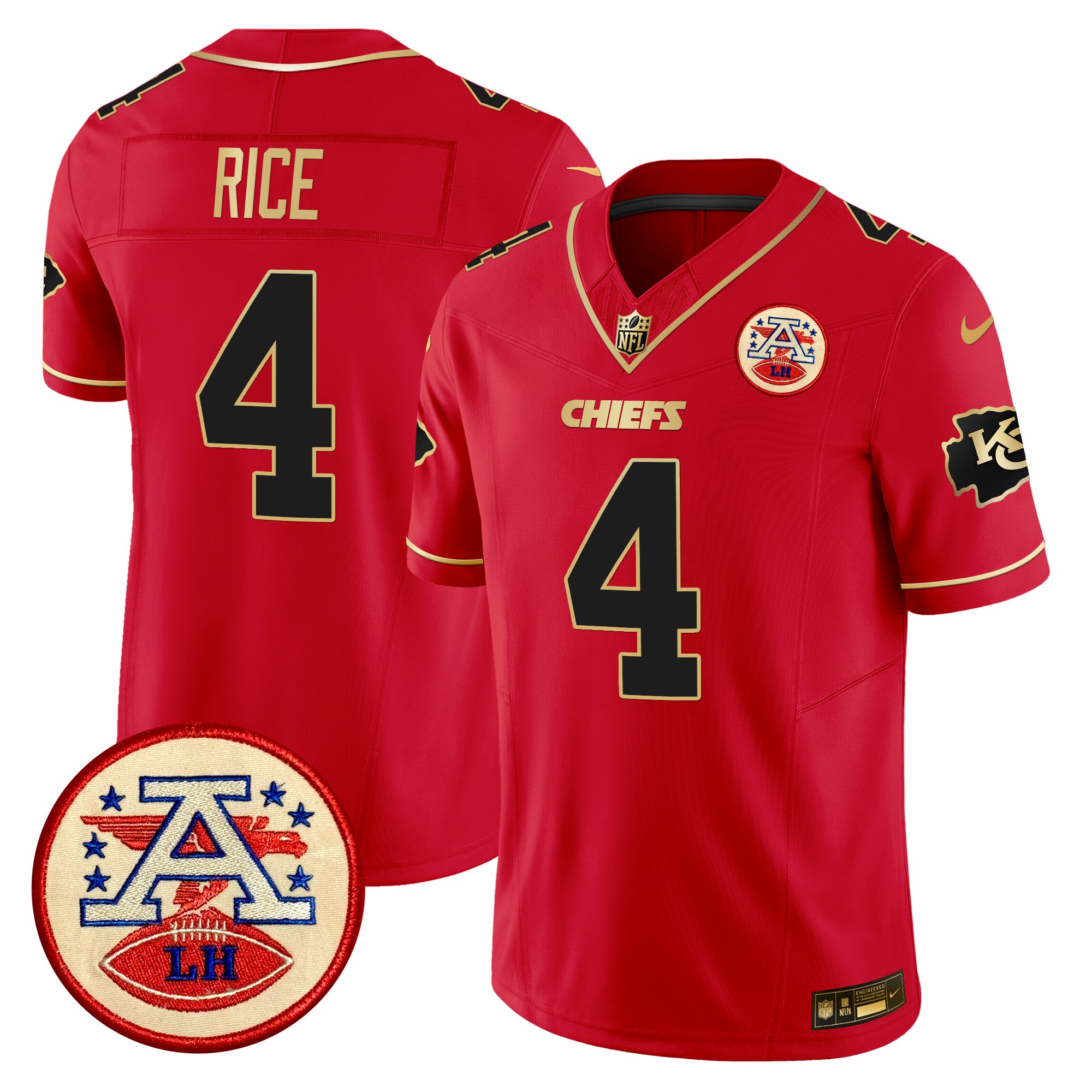 Rashee Rice Men's Kansas City Chiefs 2024 Lamar Hunt Patch Vapor Limited Red Special Jersey - All Stitched